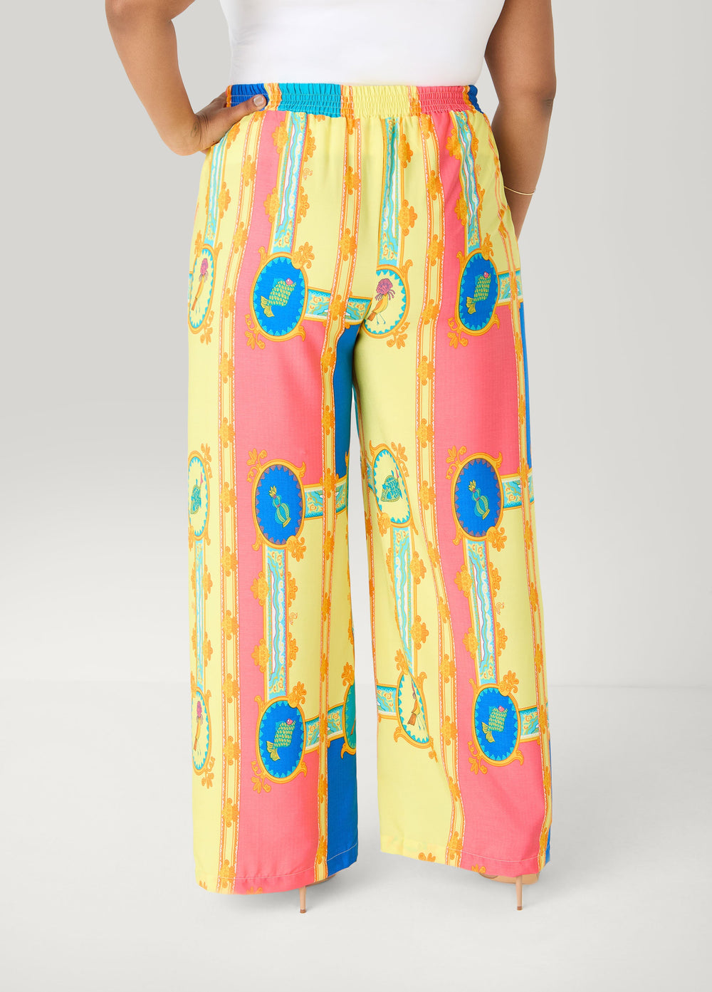 Scarf Print Wide Leg Pants Multi | Ashley Stewart
