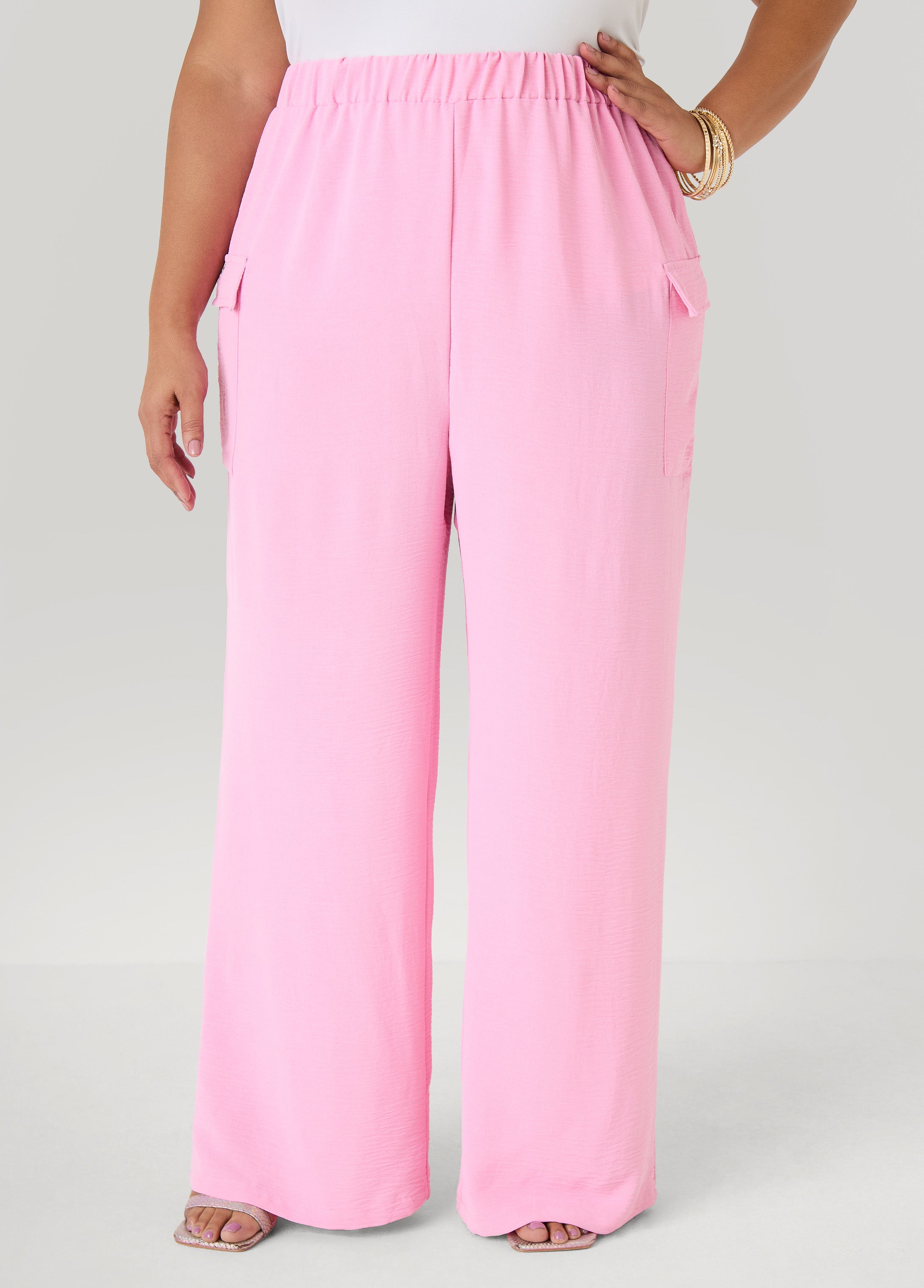 Textured Wide Leg Cargo Pants Rooibos | Ashley Stewart