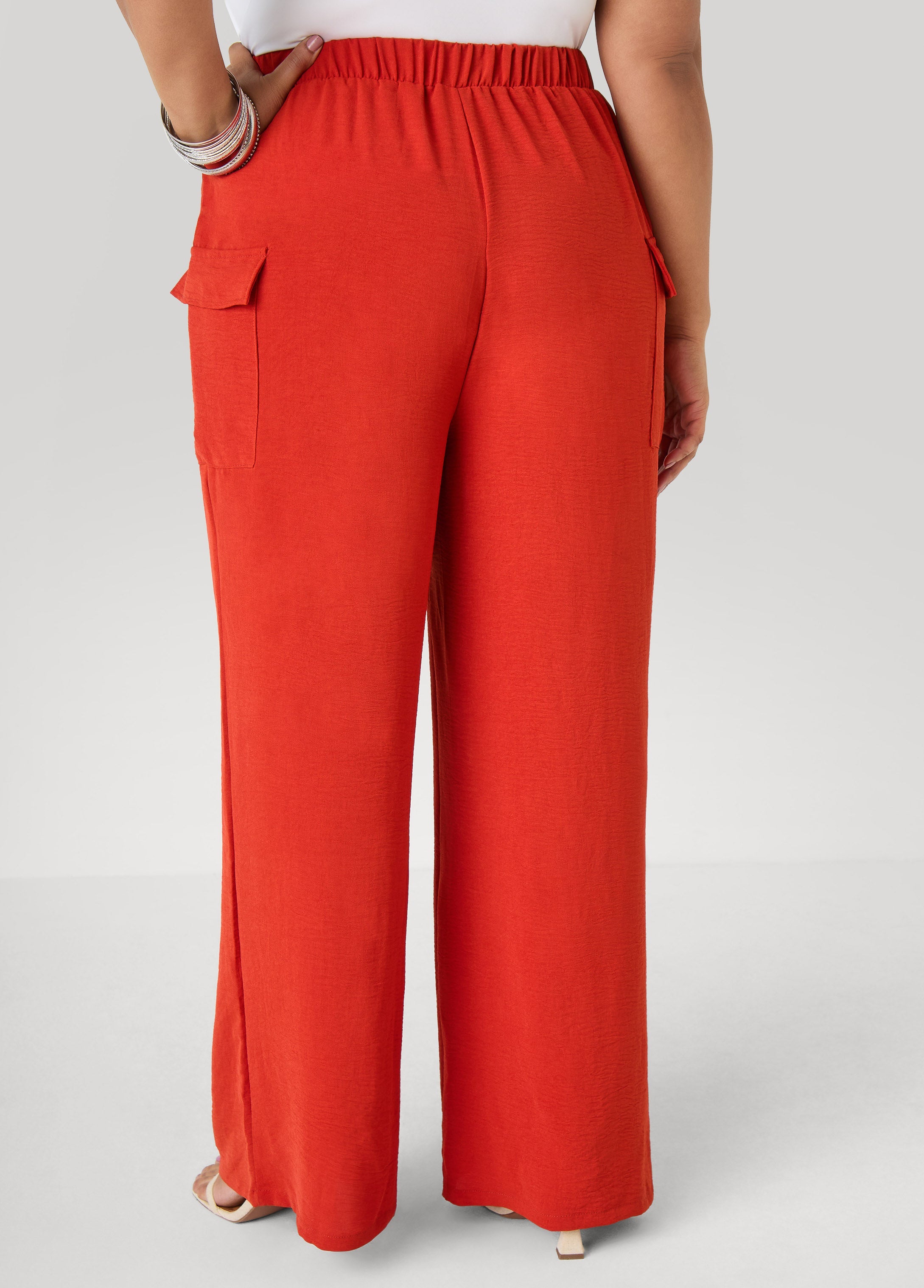 Textured Wide Leg Cargo Pants Rooibos | Ashley Stewart