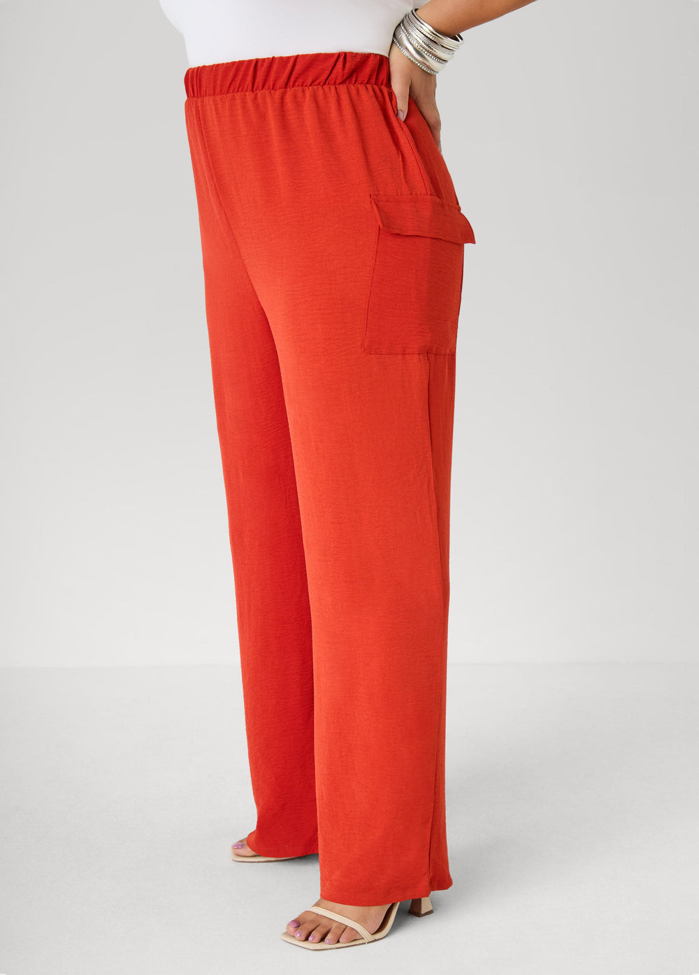 Textured Wide Leg Cargo Pants Rooibos | Ashley Stewart