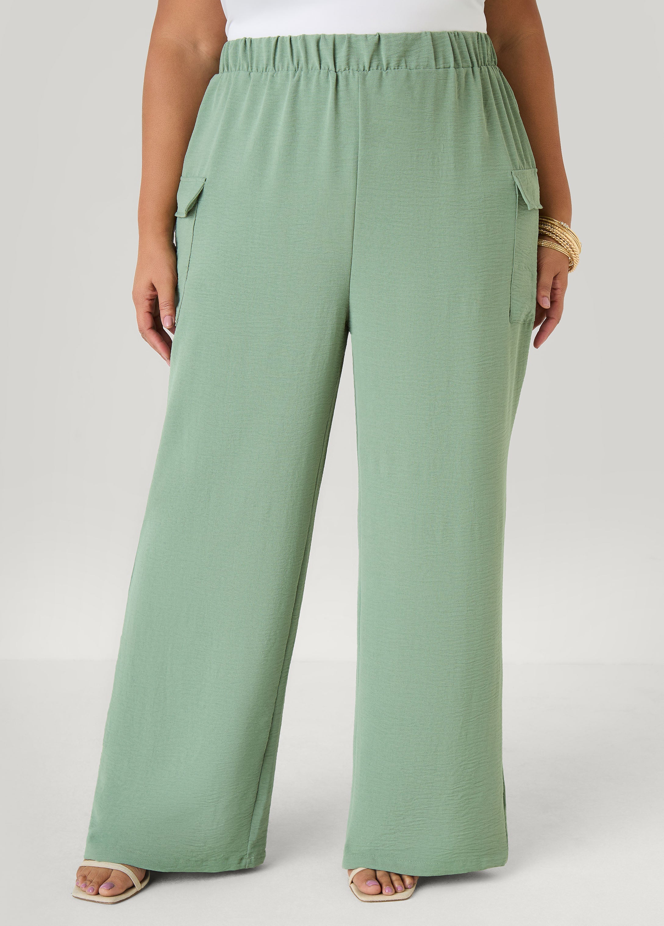 Textured Wide Leg Cargo Pants Rooibos | Ashley Stewart