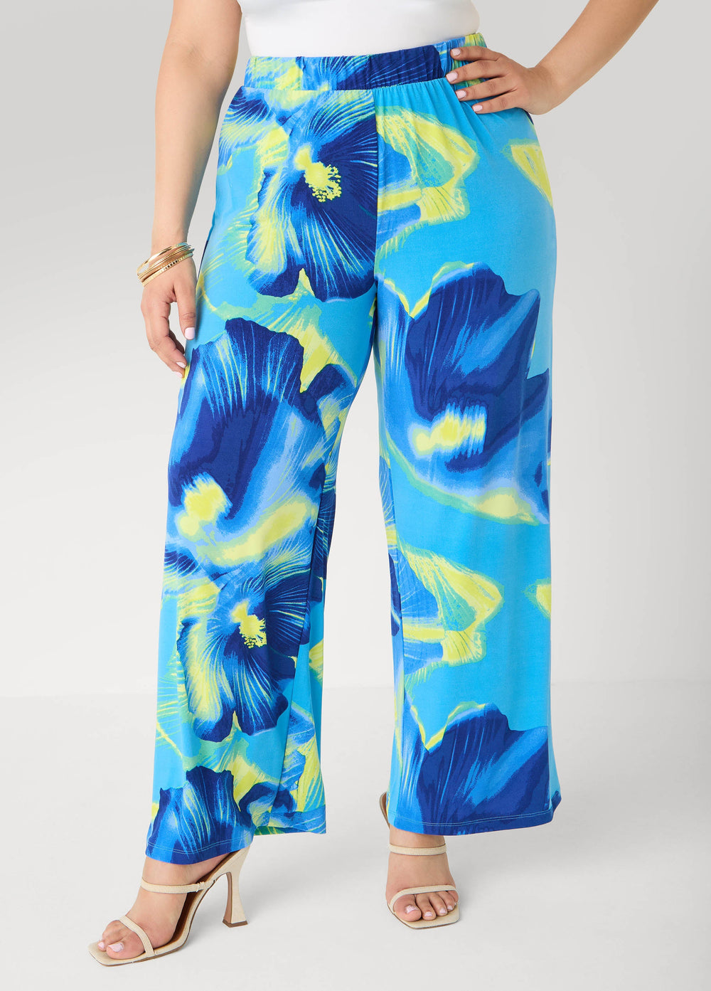 Tropical Wide Leg Pants Multi | Ashley Stewart