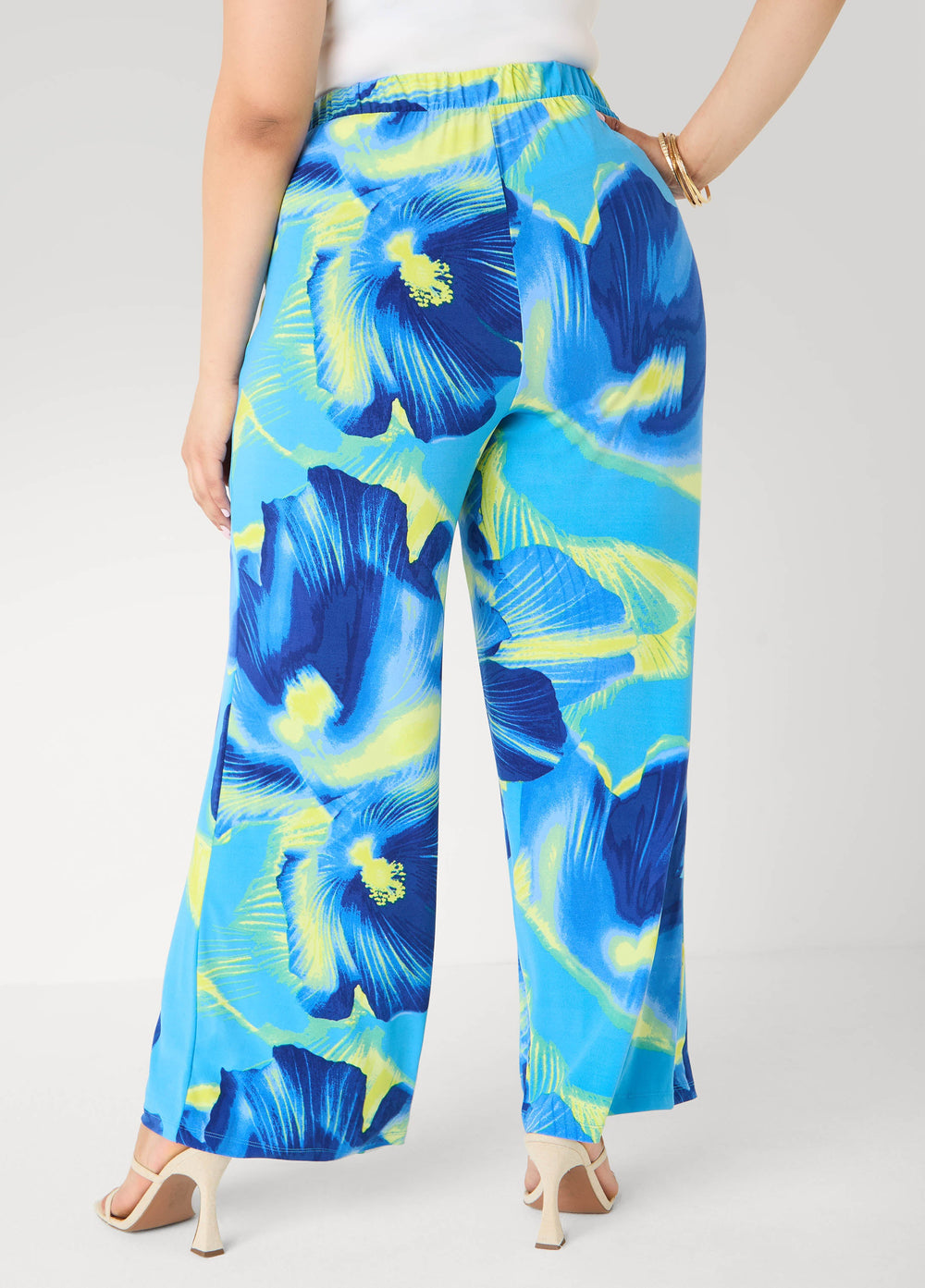 Tropical Wide Leg Pants Multi | Ashley Stewart