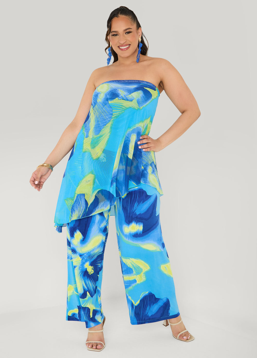 Tropical Wide Leg Pants Multi | Ashley Stewart
