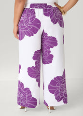 Floral Print Wide Leg Pants Pansy | Ashley Stewart