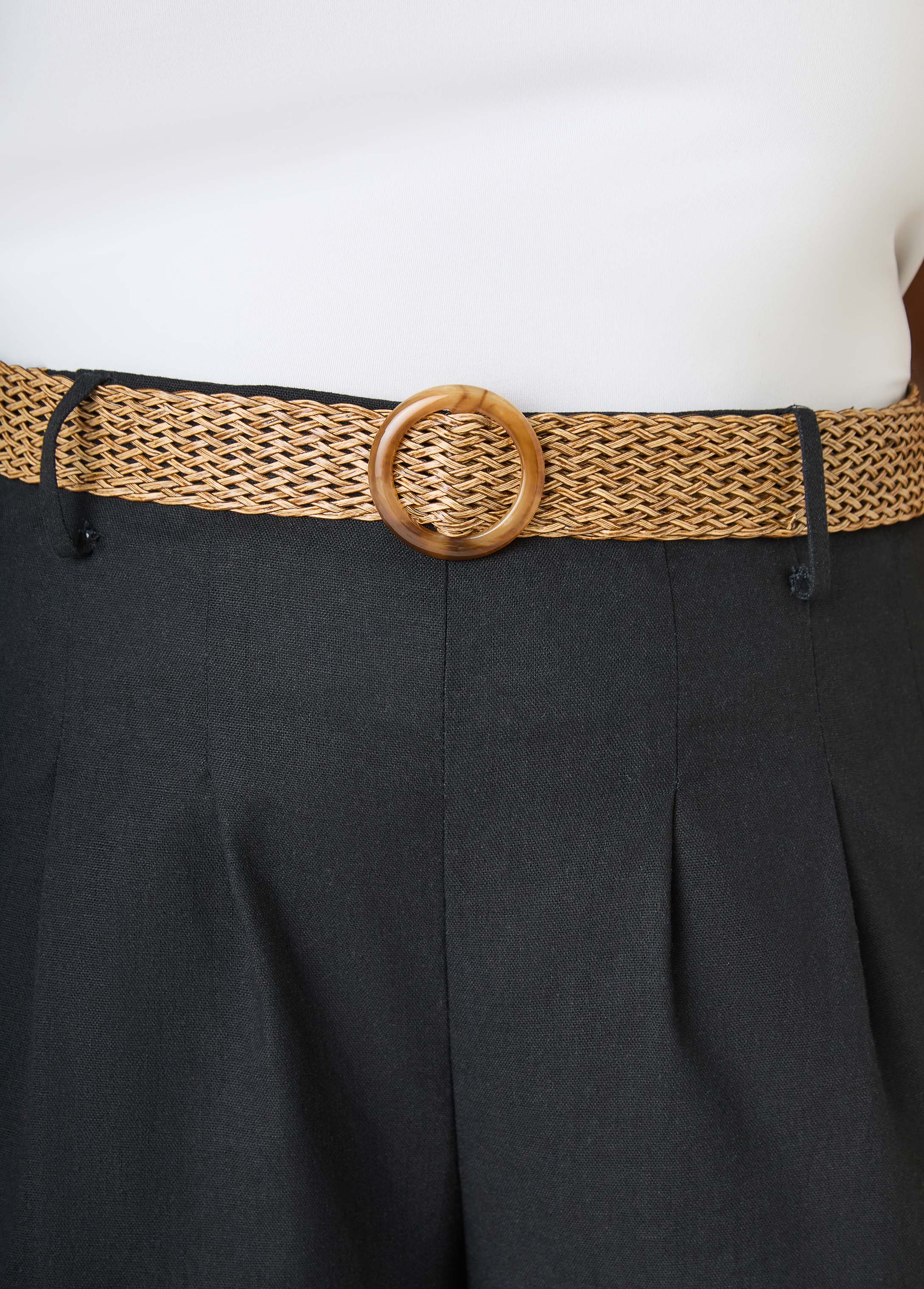 Belted Wide Leg Pants Black | Ashley Stewart