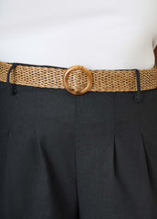 Belted Wide Leg Pants Black | Ashley Stewart
