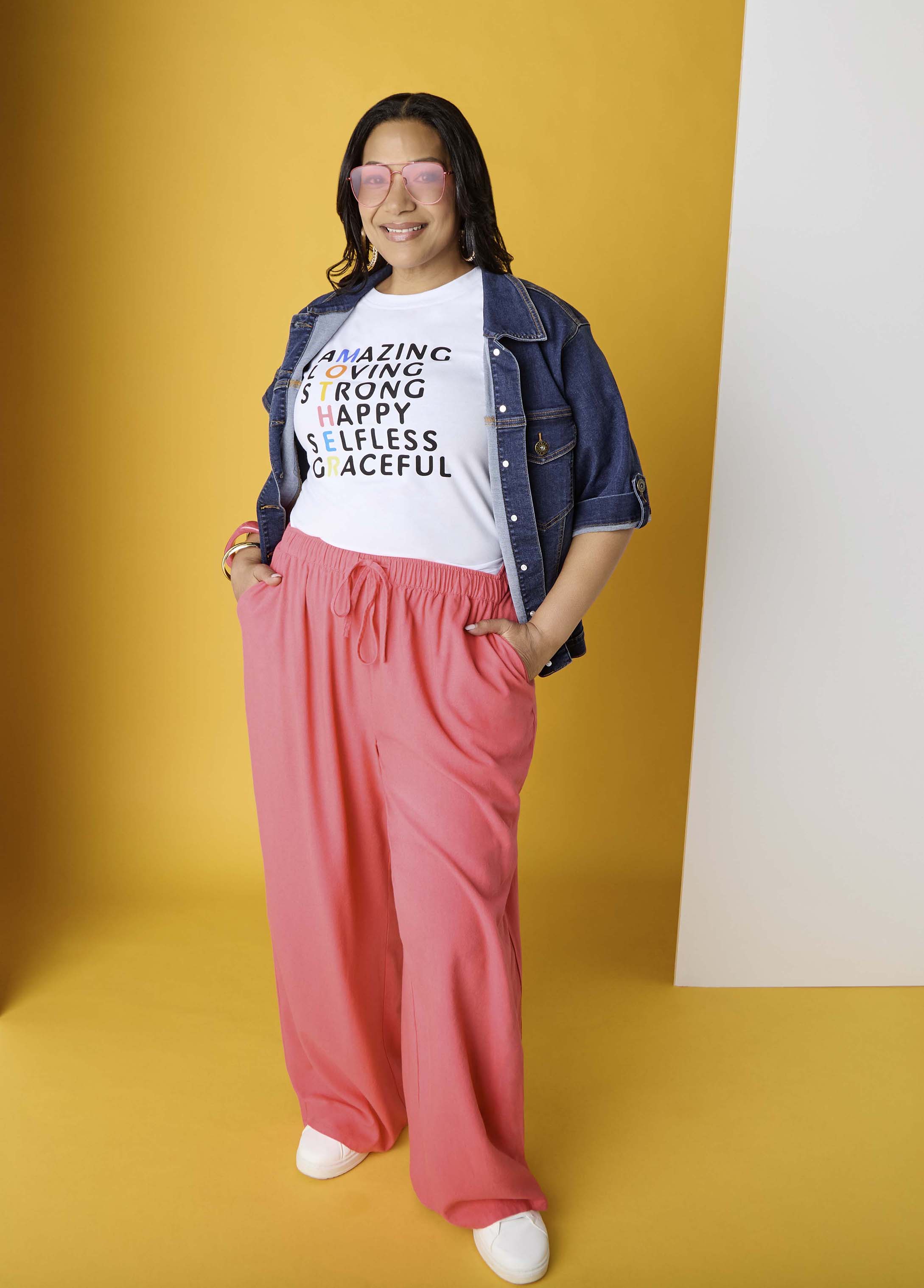 Drawstring Linen Blend Pants Navy Peony | Ashley Stewart