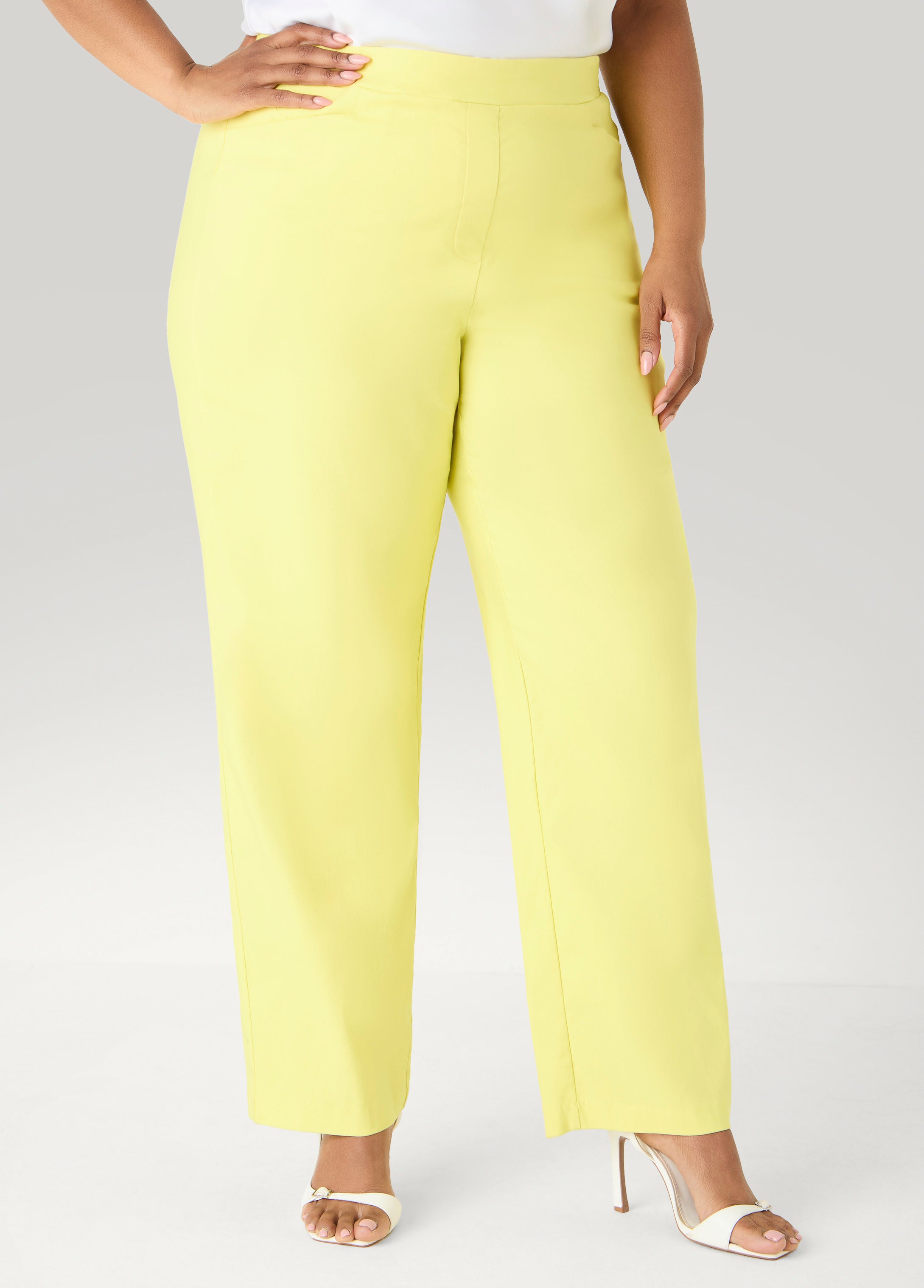 Millennium Straight Leg Trousers Canary Yellow | Ashley Stewart