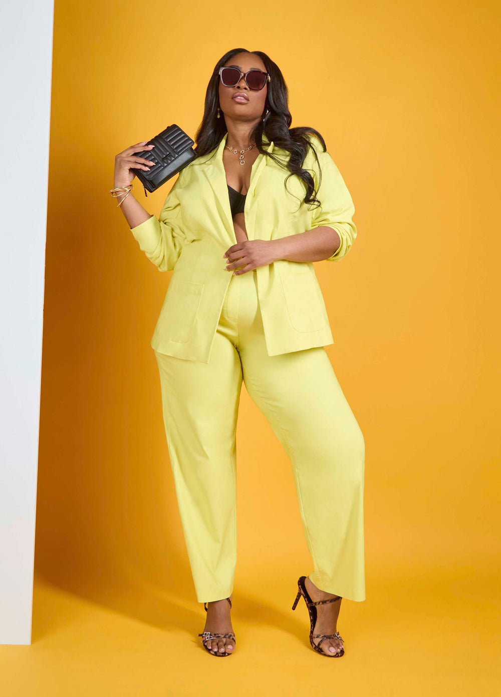 Millennium Straight Leg Trousers Canary Yellow | Ashley Stewart
