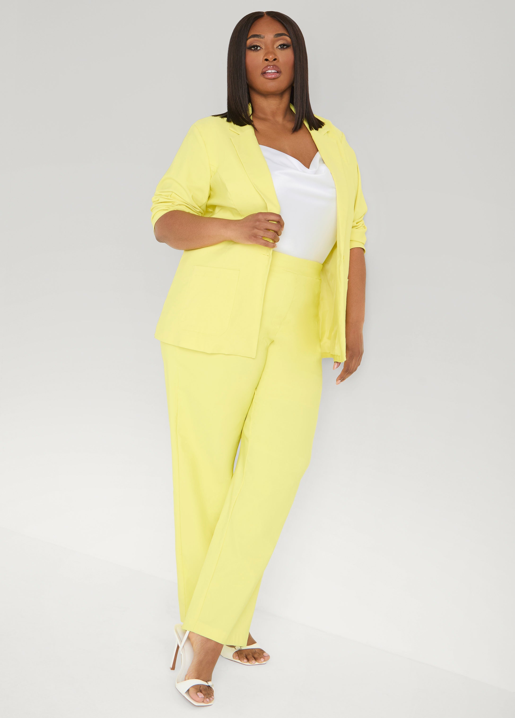 Millennium Straight Leg Trousers Canary Yellow | Ashley Stewart