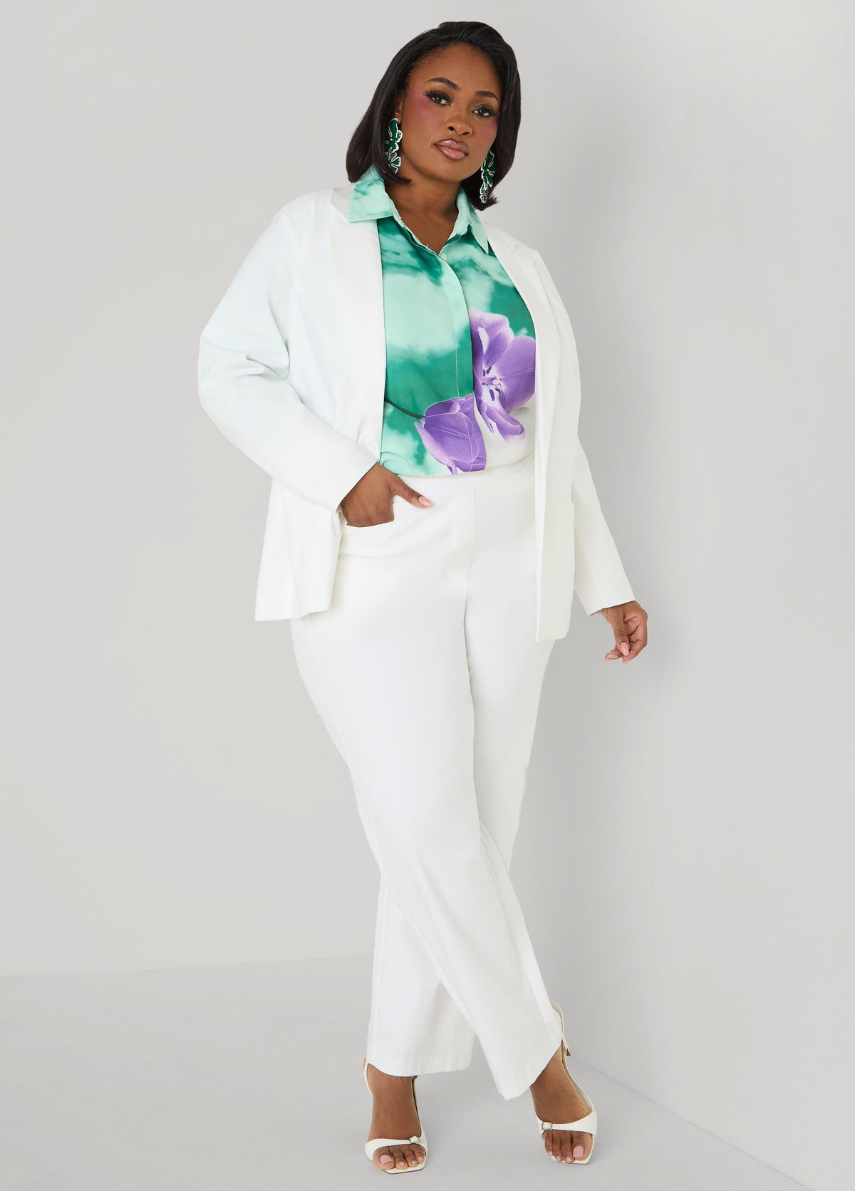 Millennium Straight Leg Trouser White | Ashley Stewart