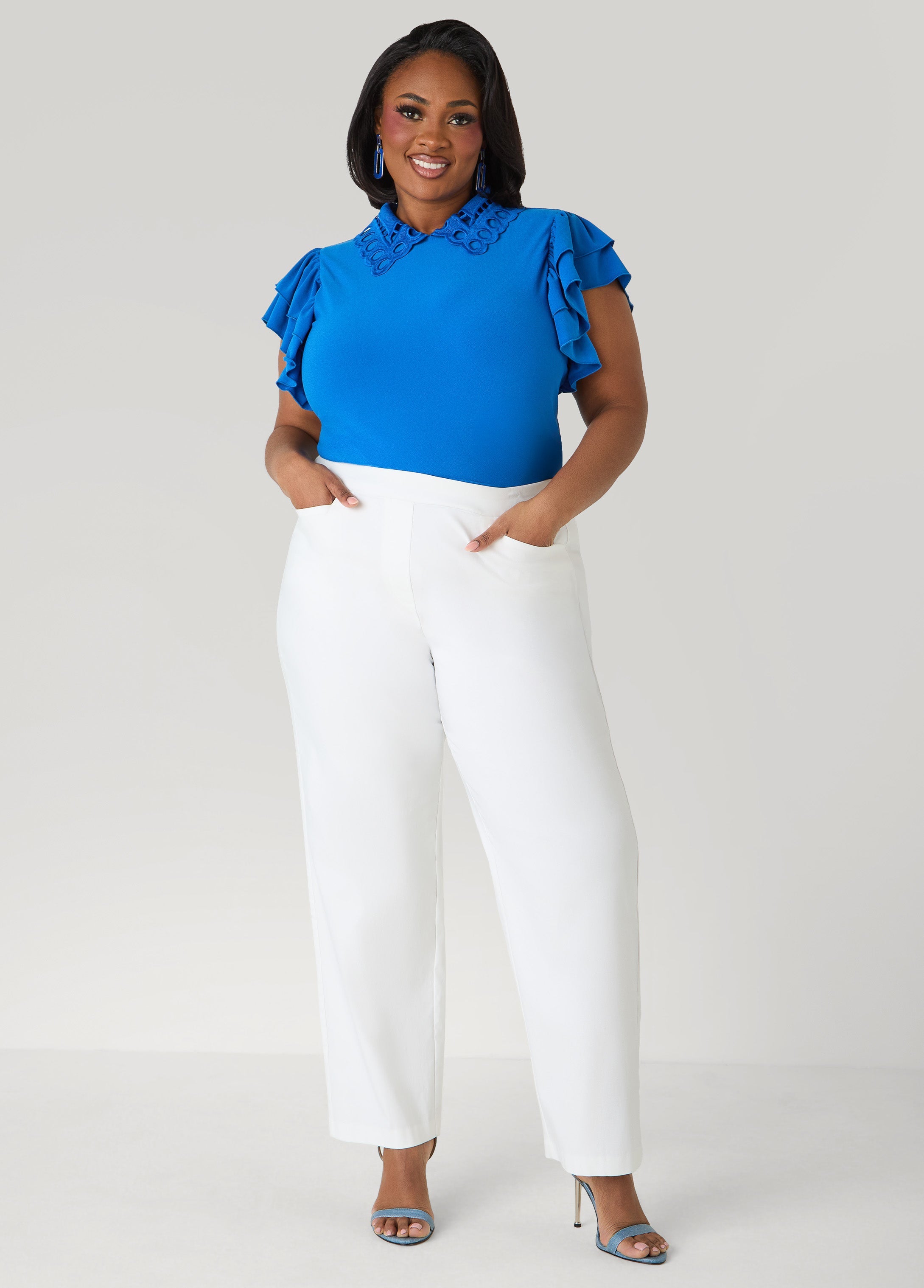 Millennium Straight Leg Trouser White | Ashley Stewart