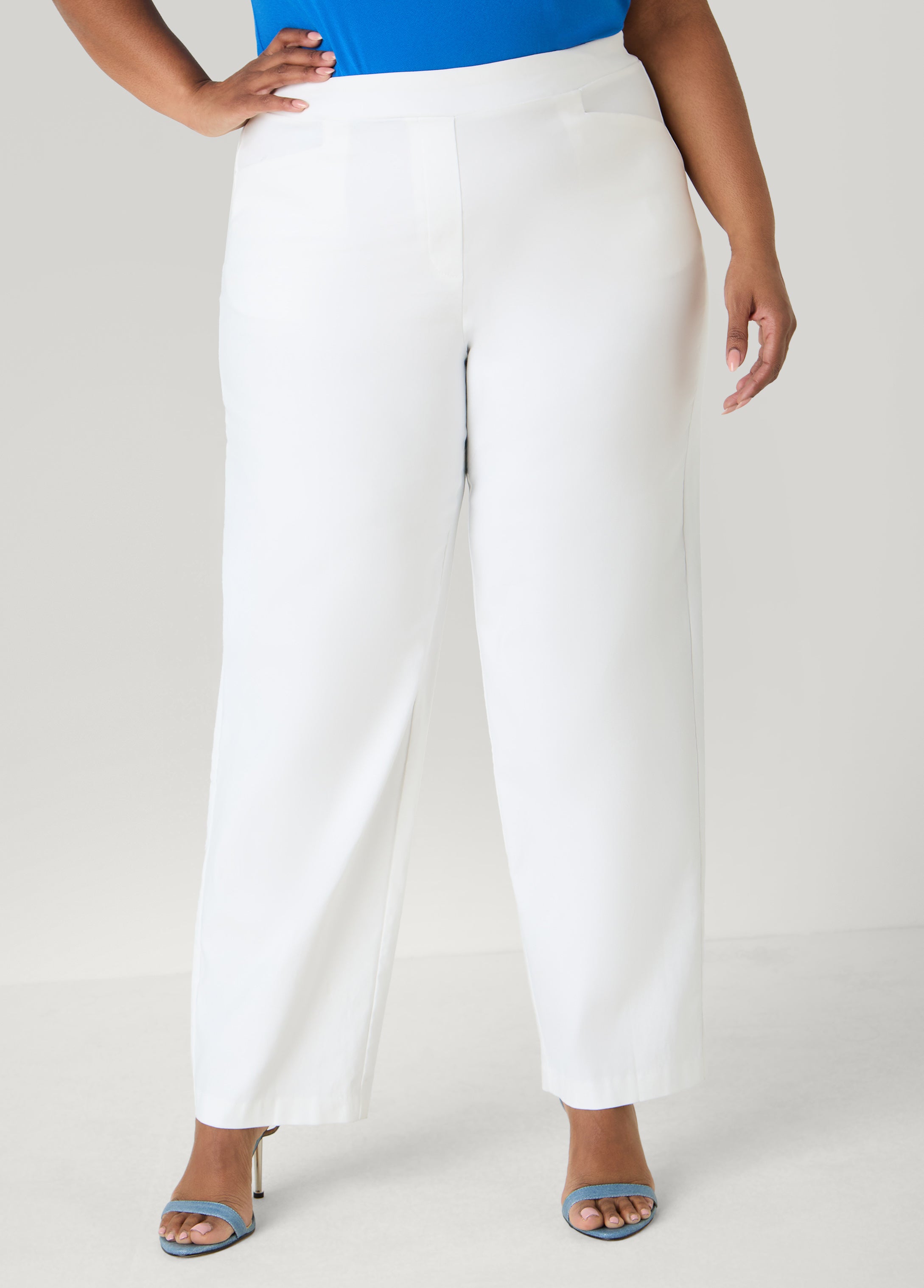 Millennium Straight Leg Trouser White | Ashley Stewart