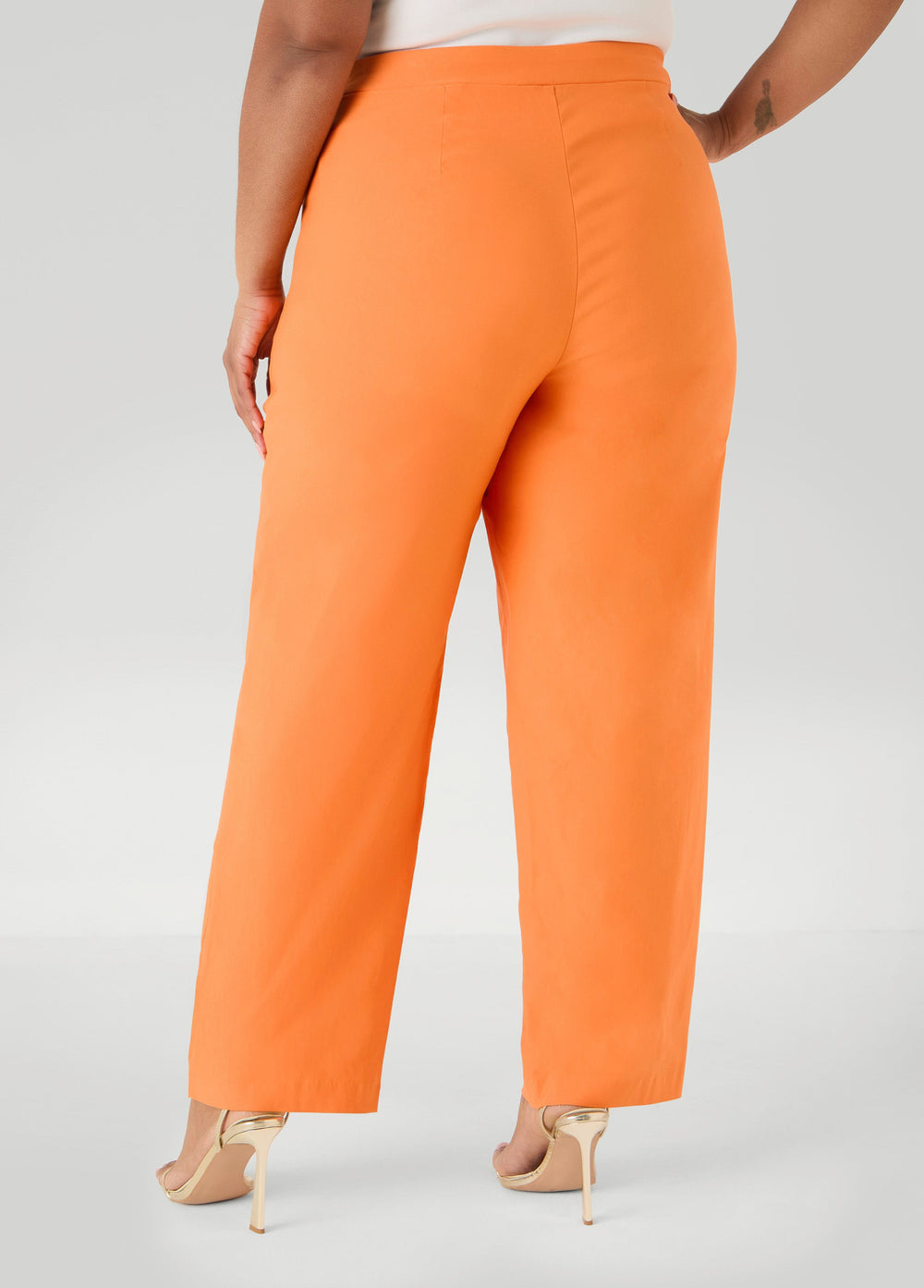 Millennium Mid Rise Trousers Persimmon Orange | Ashley Stewart