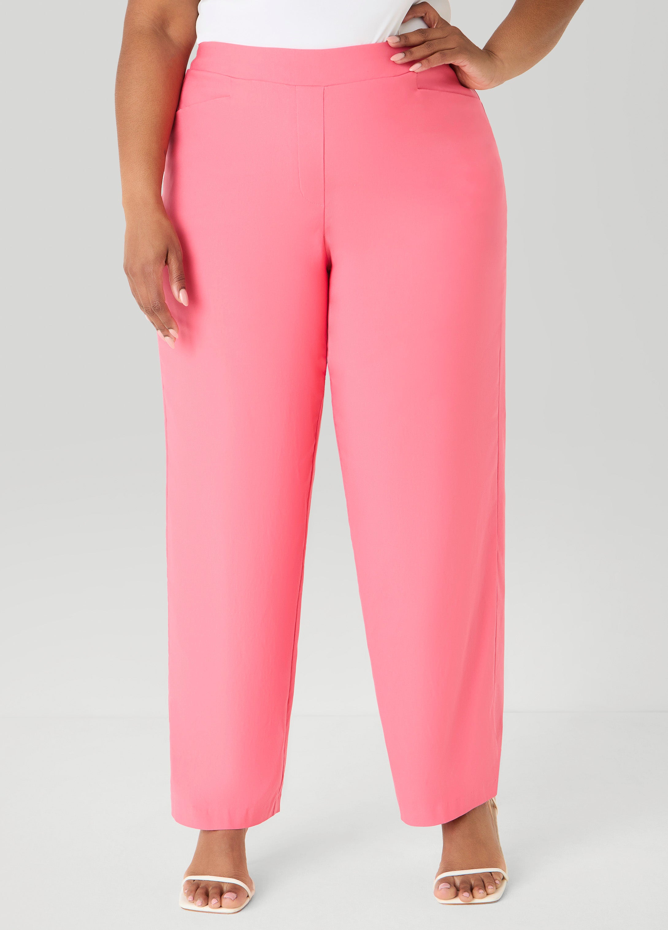 Millennium Mid Rise Trousers Persimmon Orange | Ashley Stewart