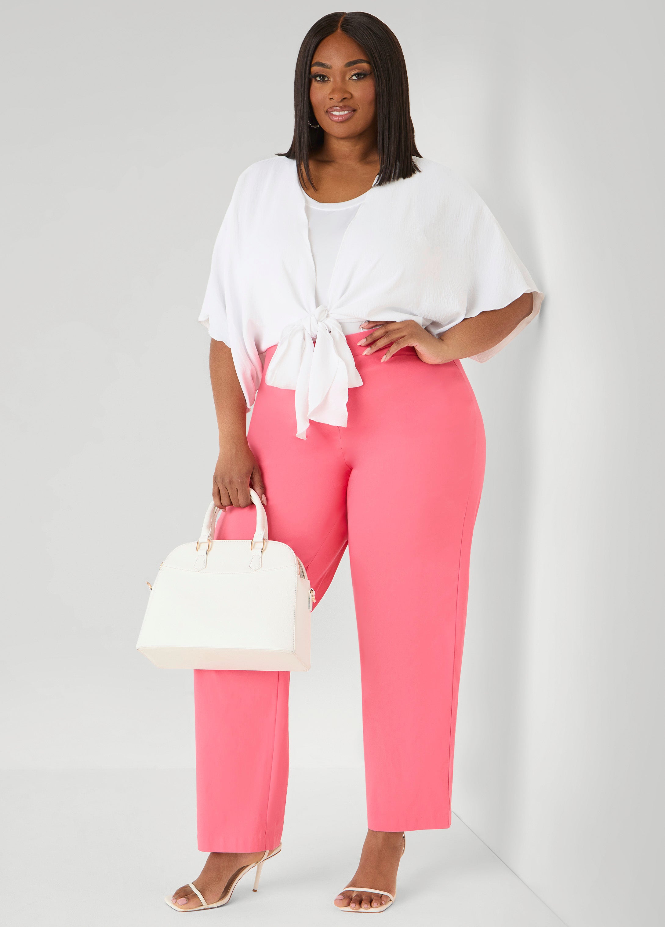 Millennium Mid Rise Trousers Persimmon Orange | Ashley Stewart