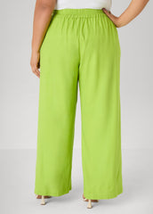 Pull On Linen Blend Pants Macaw Green | Ashley Stewart