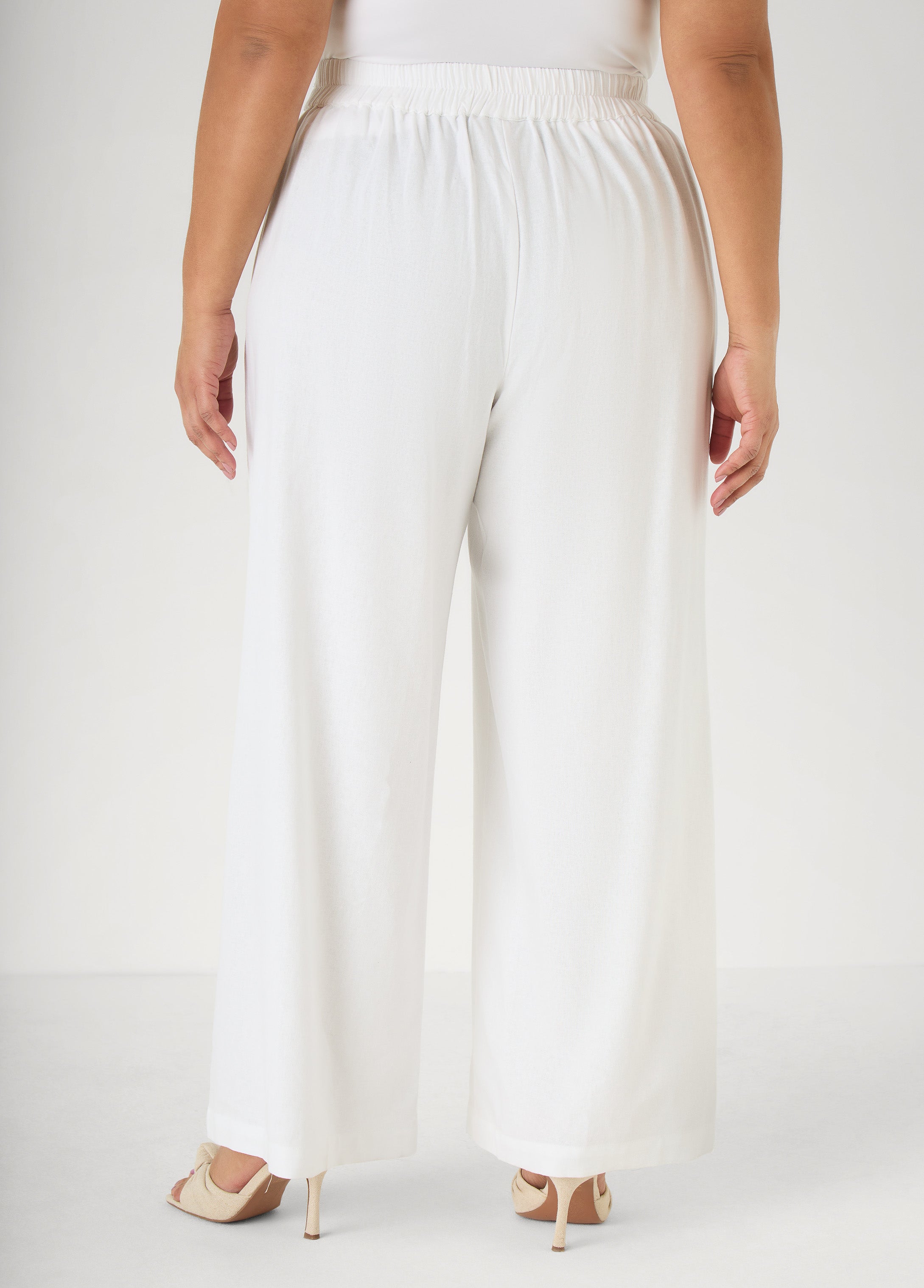 Pull On Linen Blend Pants Macaw Green | Ashley Stewart