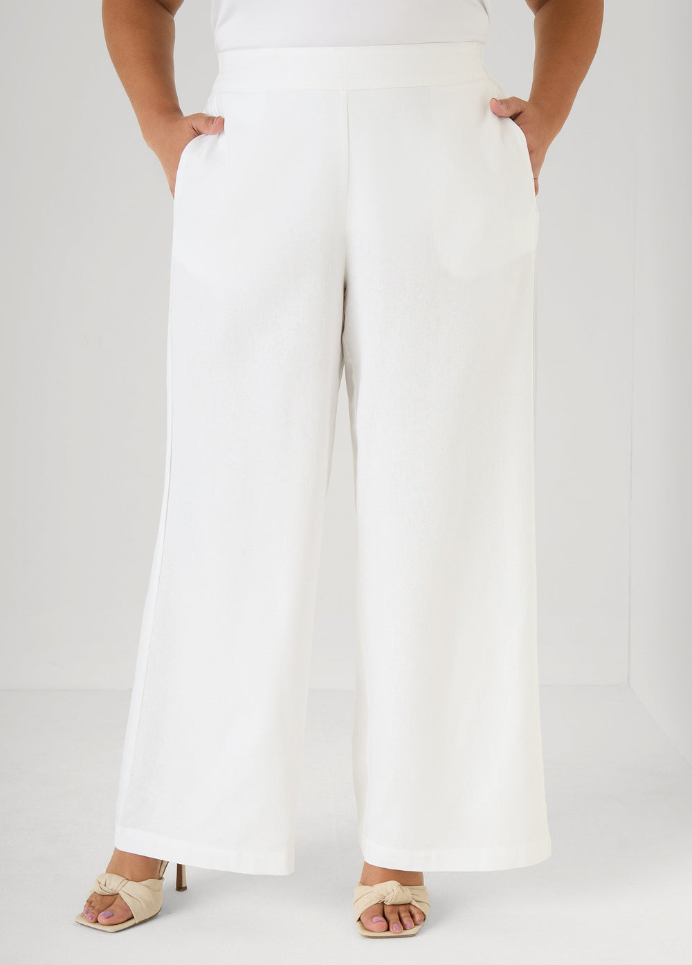 Pull On Linen Blend Pants Macaw Green | Ashley Stewart