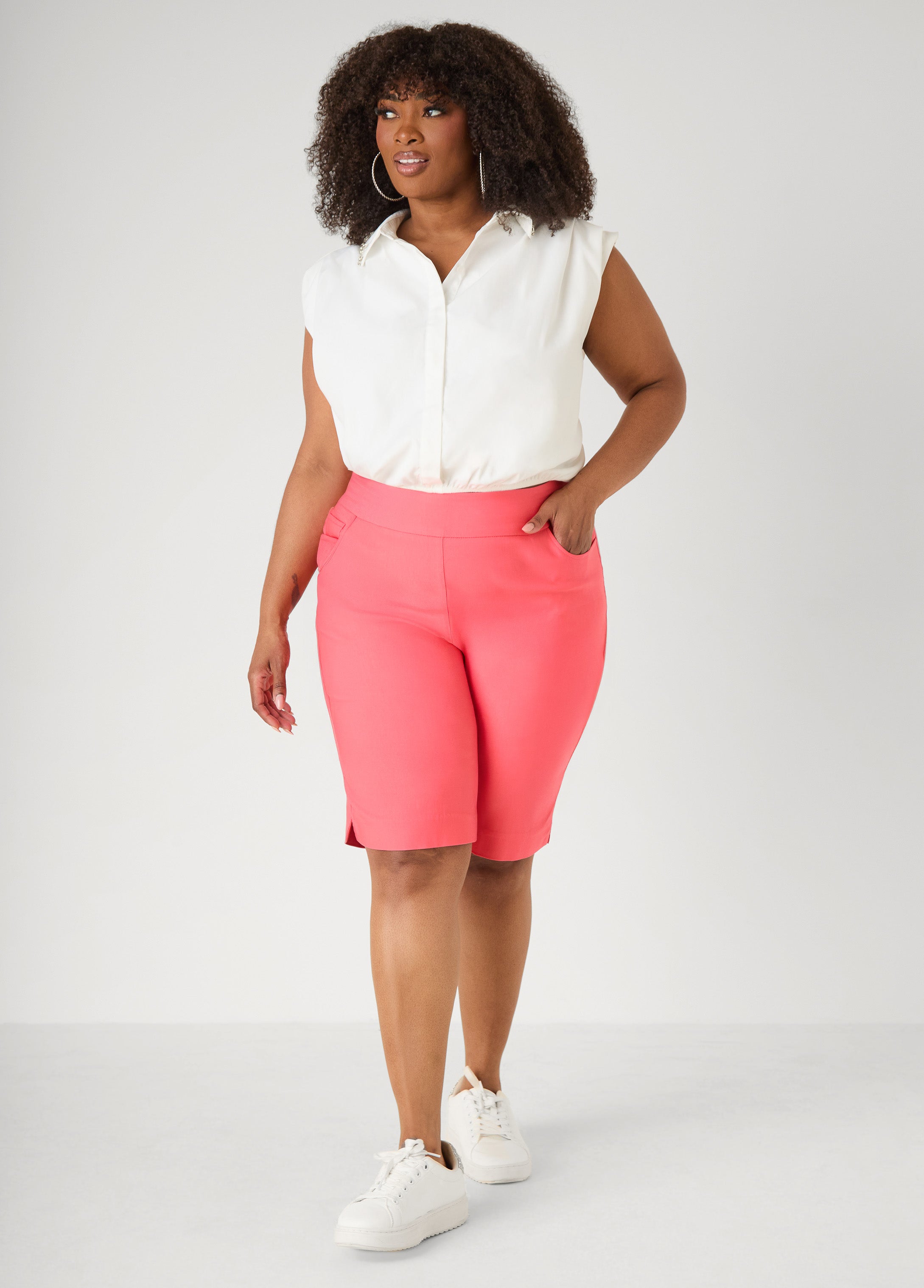 Millennium Pull On Bermuda Shorts Victoria Blue | Ashley Stewart