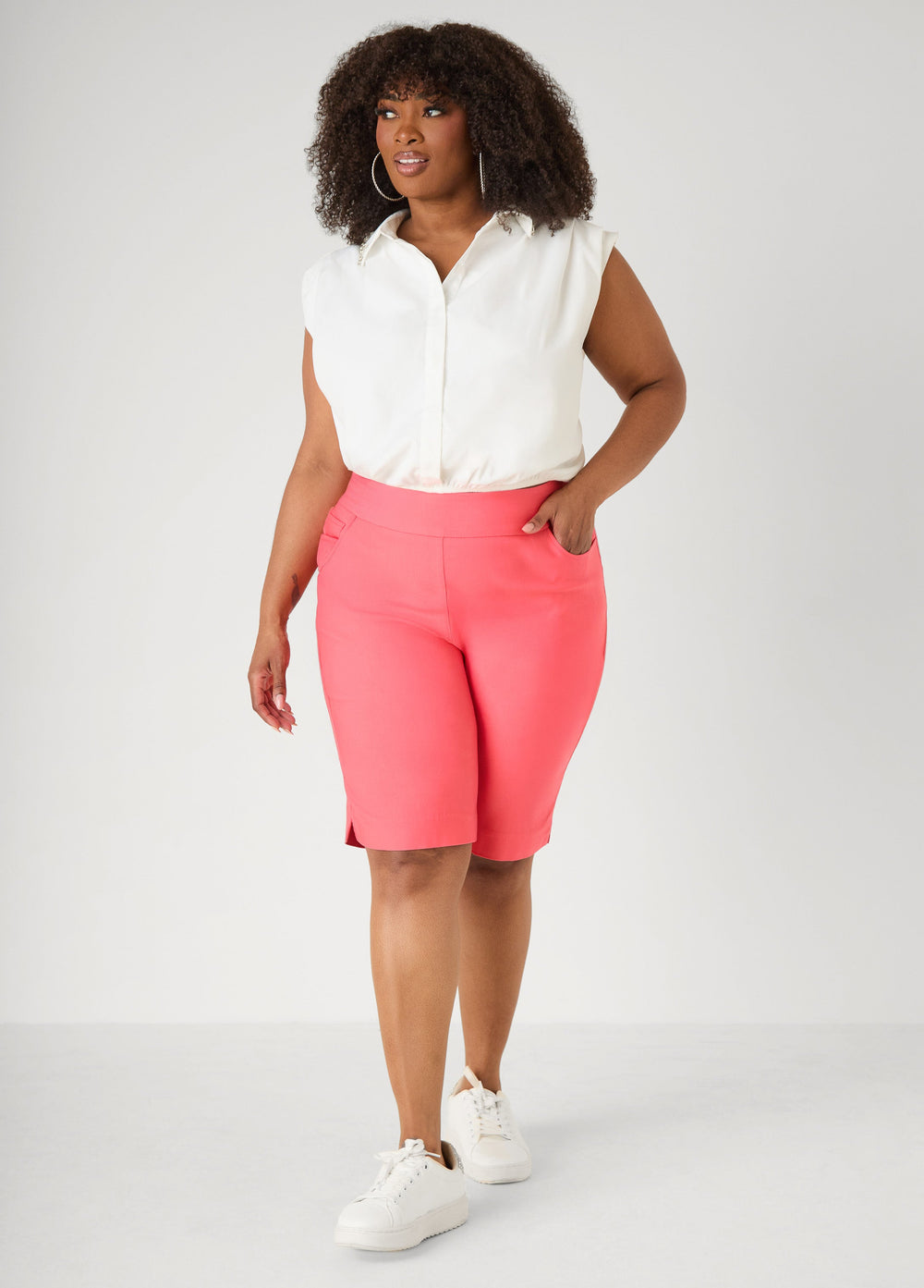 Millennium Pull On Bermuda Shorts Victoria Blue | Ashley Stewart