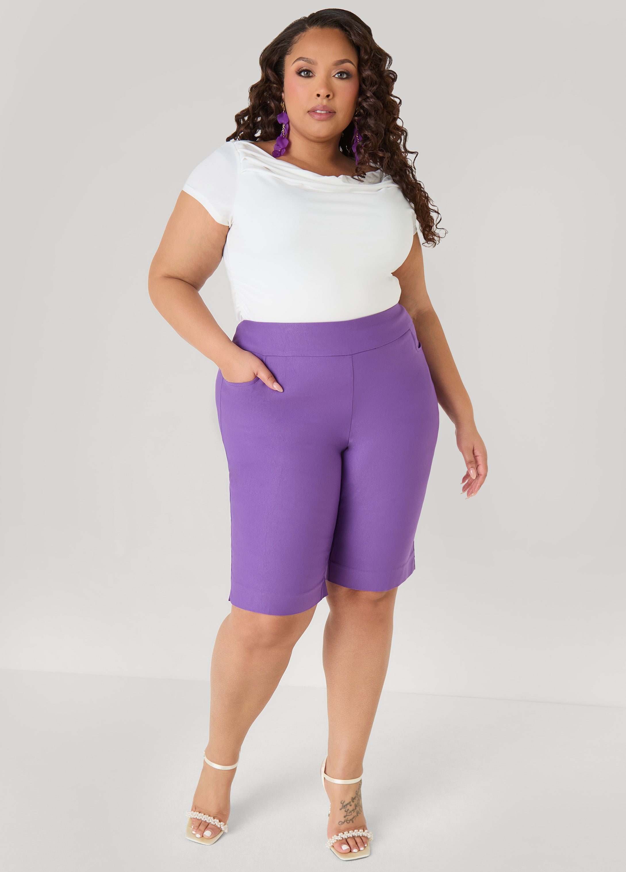 Millennium Pull On Bermuda Short Pansy | Ashley Stewart