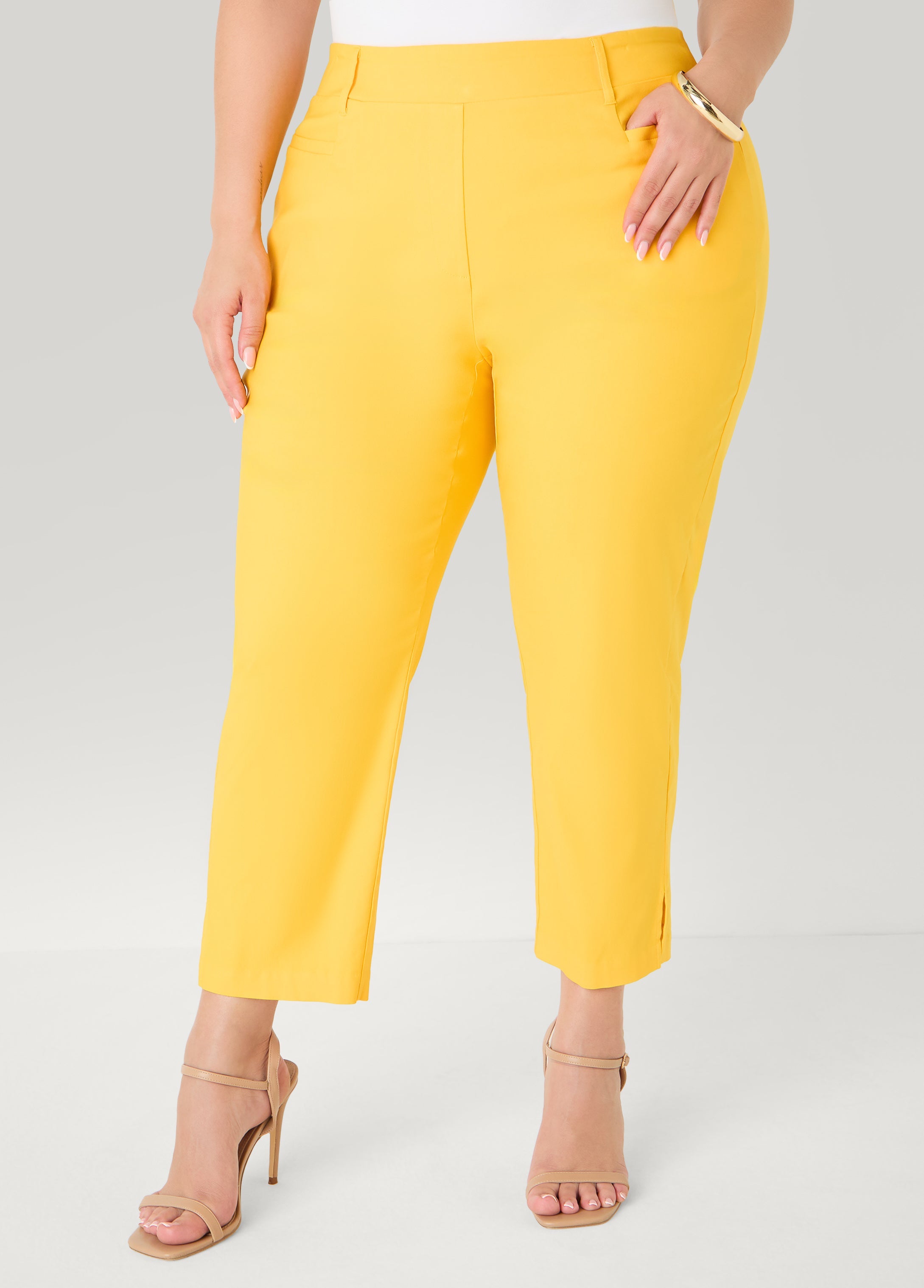 Millennium Split Cuff Capris Spectra Yellow | Ashley Stewart