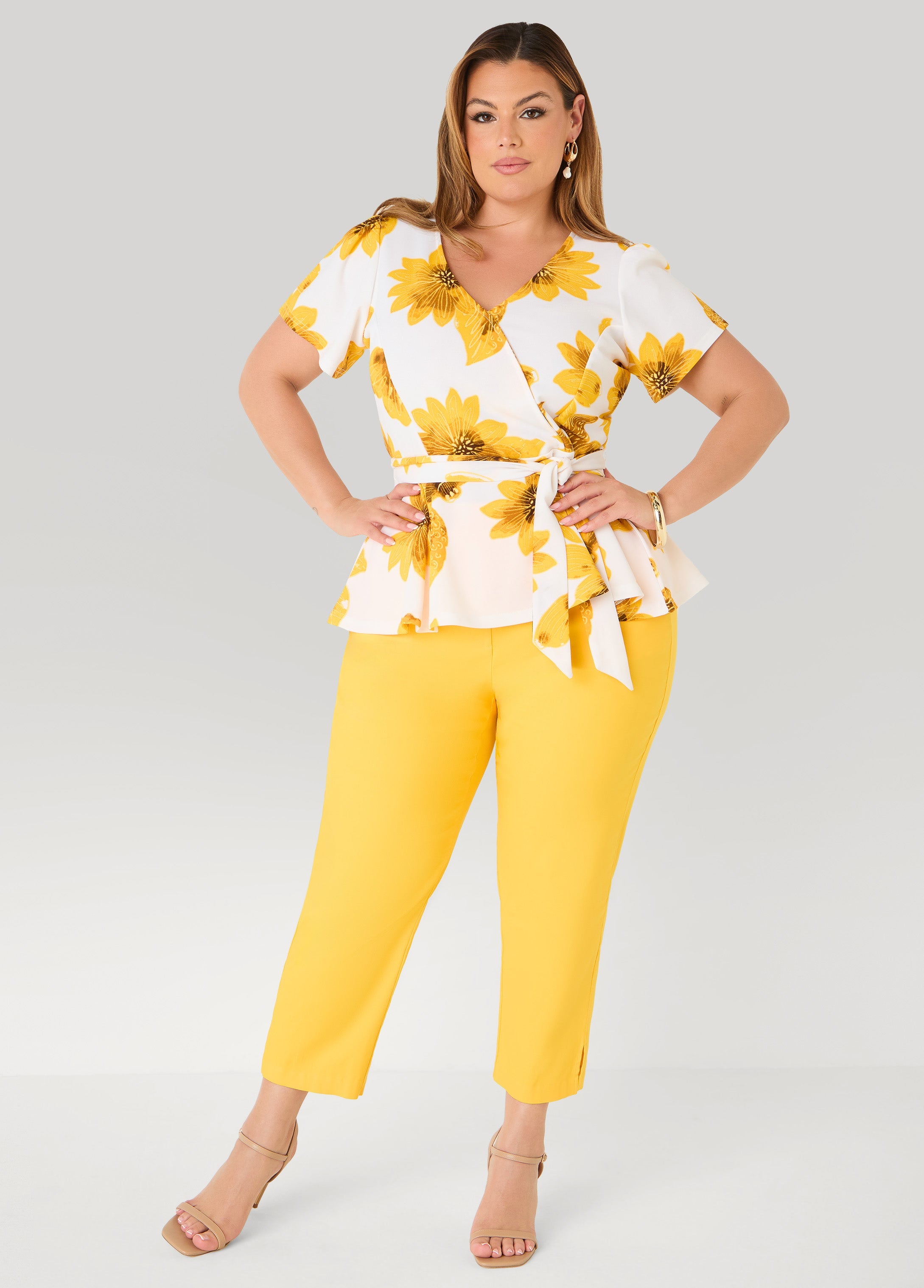 Millennium Split Cuff Capris Spectra Yellow | Ashley Stewart