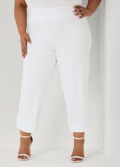 Cuffed Ponte Capris White | Ashley Stewart
