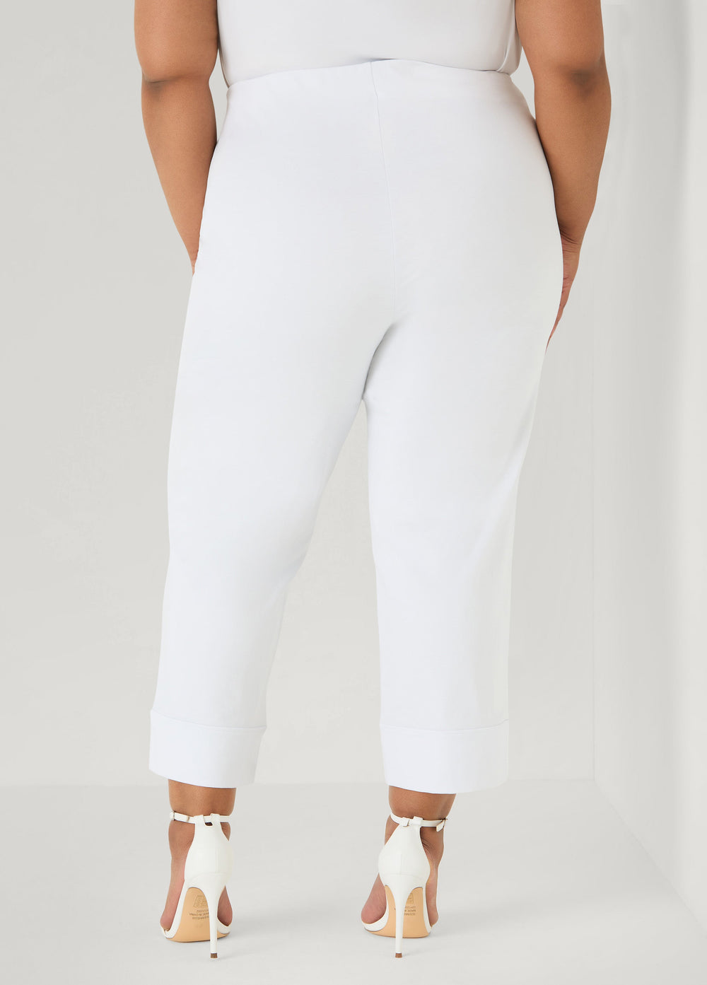 Cuffed Ponte Capris White | Ashley Stewart