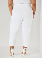 Cuffed Ponte Capris White | Ashley Stewart