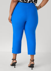 Millennium Button Accented Capris Victoria Blue | Ashley Stewart