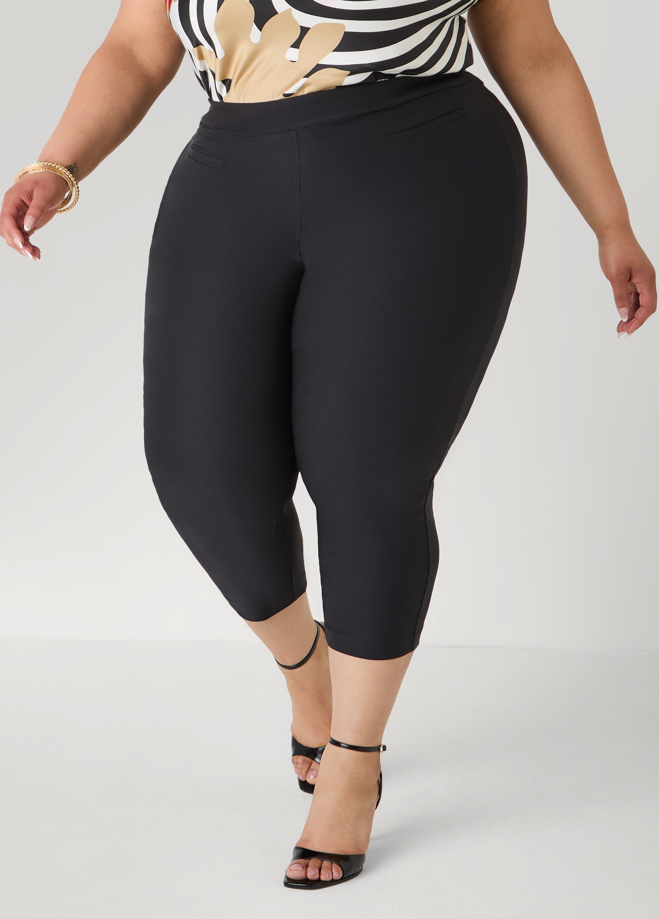 Millennium Pocket Capris Black | Ashley Stewart