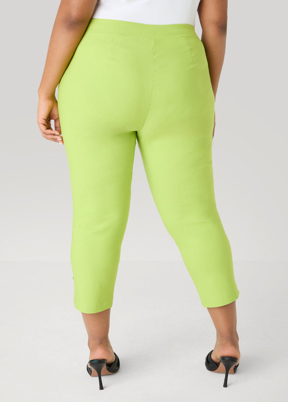 Millennium Button Detail Capris Macaw Green | Ashley Stewart