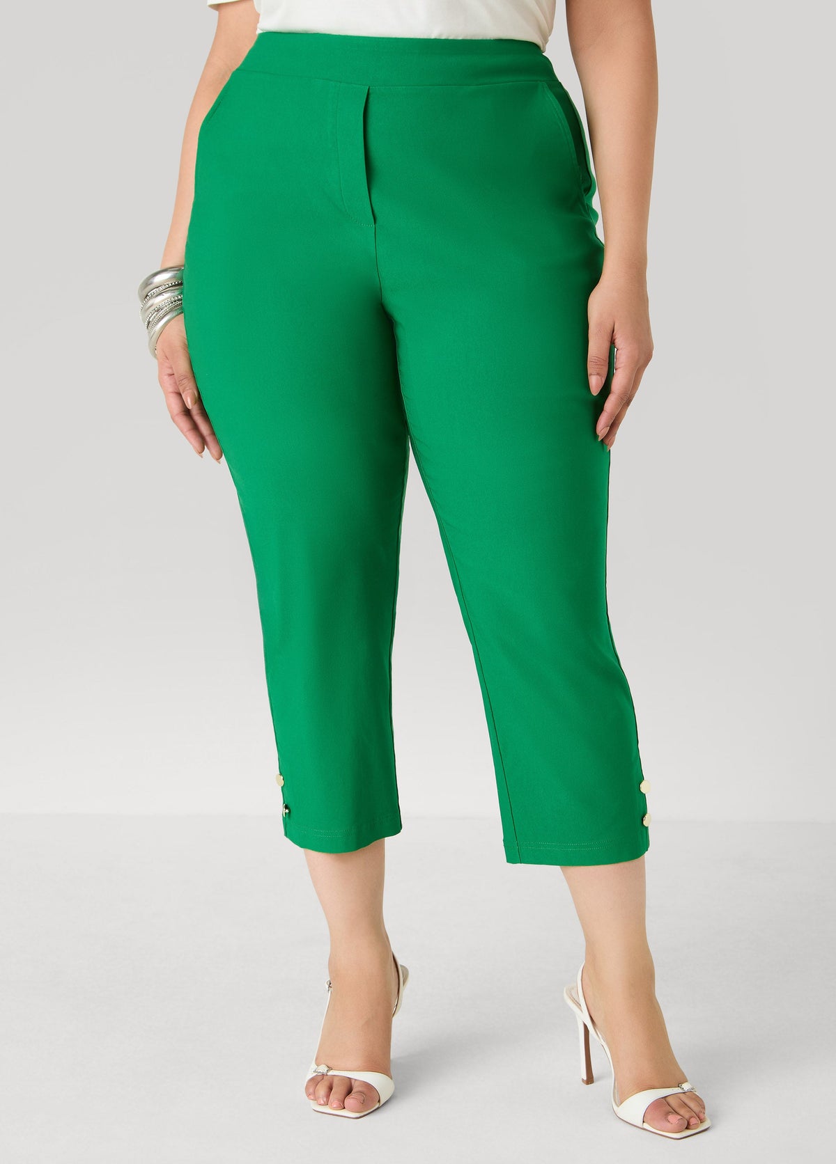 Millennium Button Accent Capris Amazon | Ashley Stewart