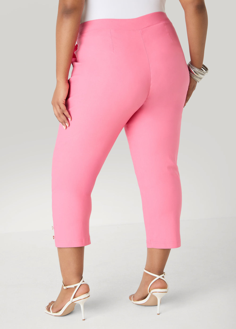 Millennium Button Detailed Capris Confetti | Ashley Stewart