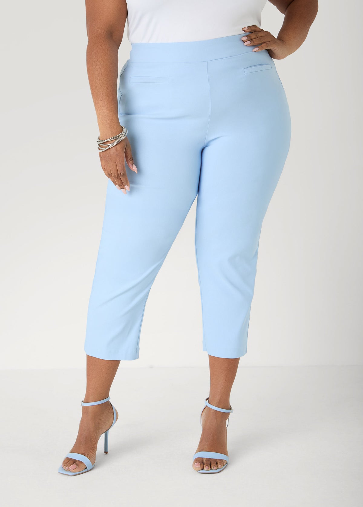 Millennium Twill Capris POWDER BLUE | Ashley Stewart