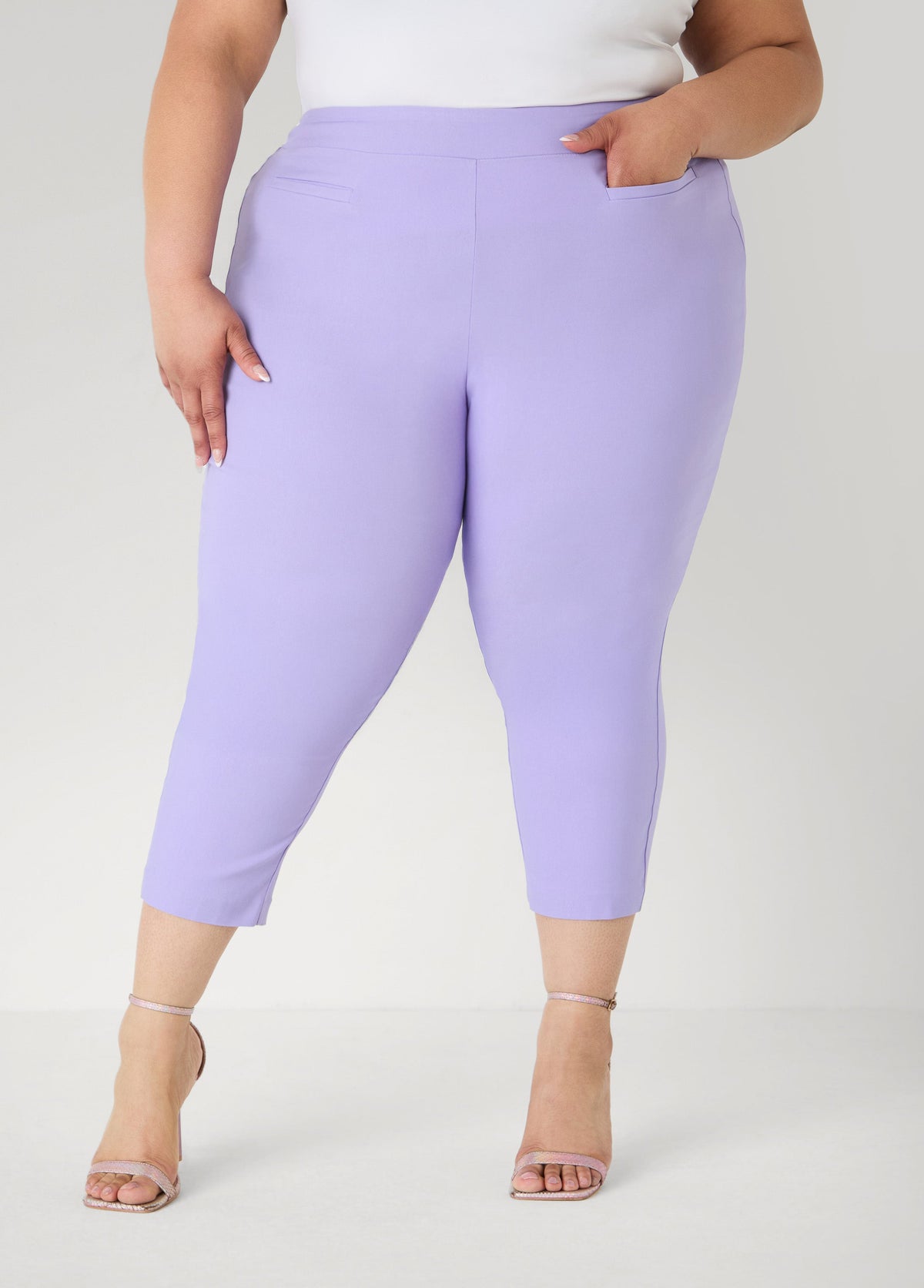 Millennium Mid Rise Capris Violet Tulip | Ashley Stewart