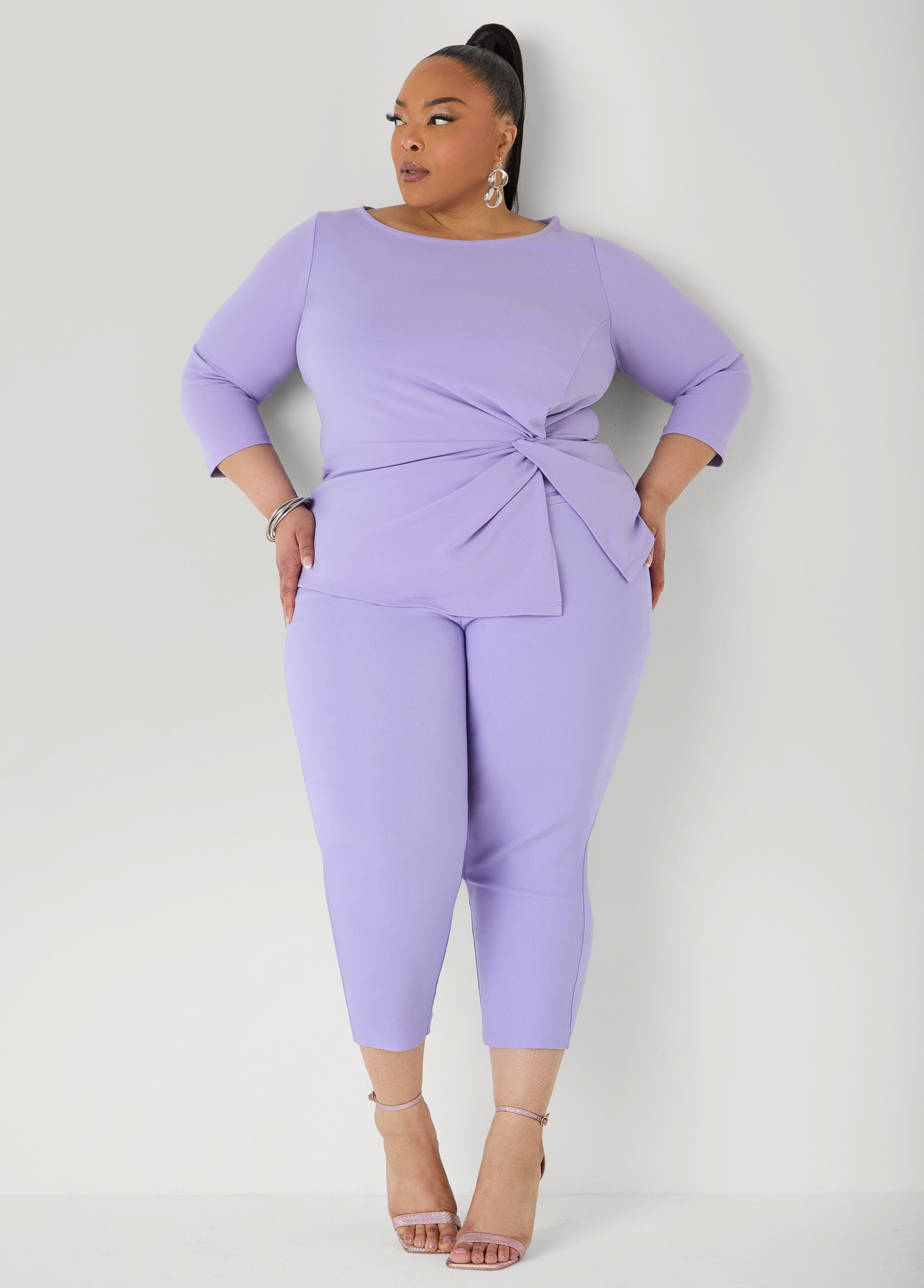 Millennium Mid Rise Capris Violet Tulip | Ashley Stewart
