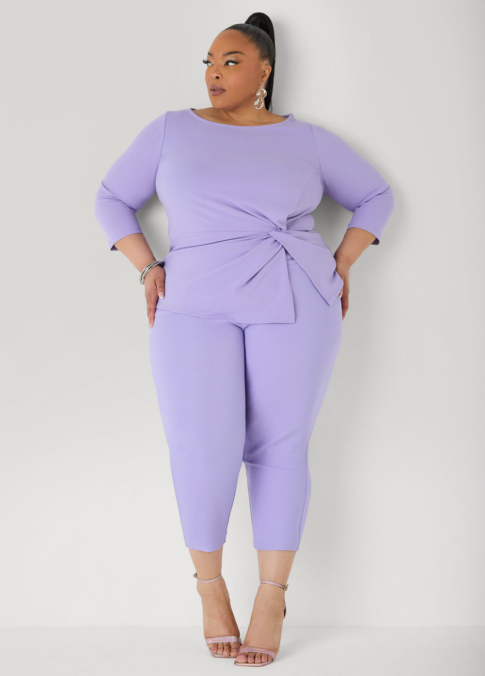 Millennium Mid Rise Capris Violet Tulip | Ashley Stewart