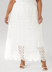 Crochet Maxi Skirt White | Ashley Stewart