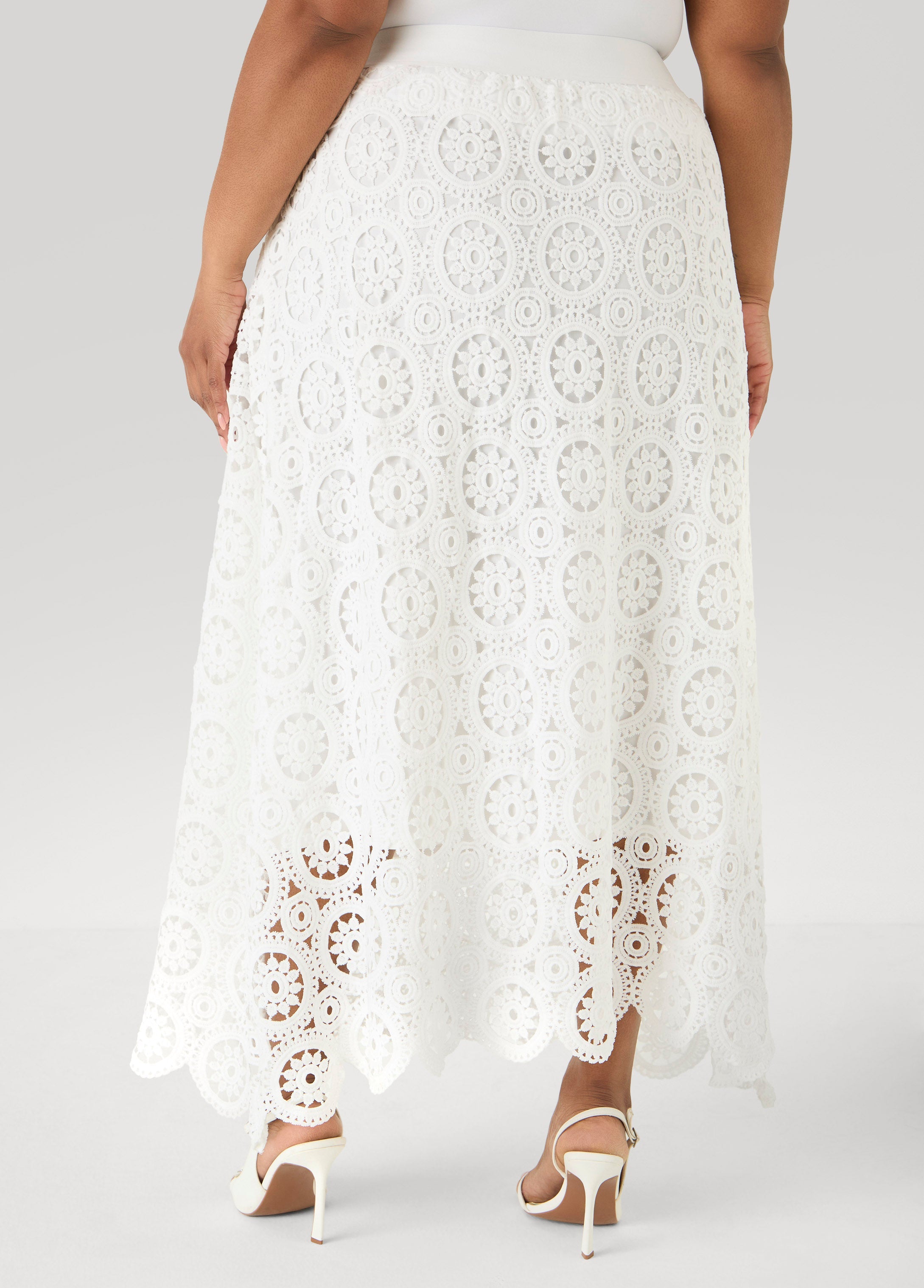 Crochet Maxi Skirt White | Ashley Stewart