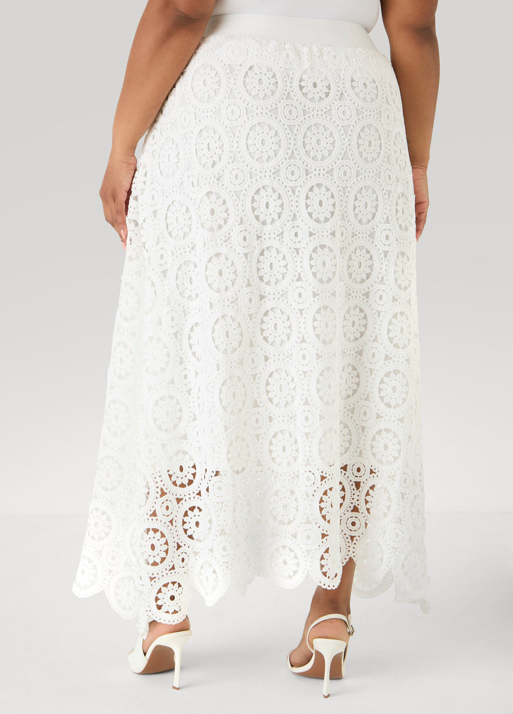 Crochet Maxi Skirt White | Ashley Stewart