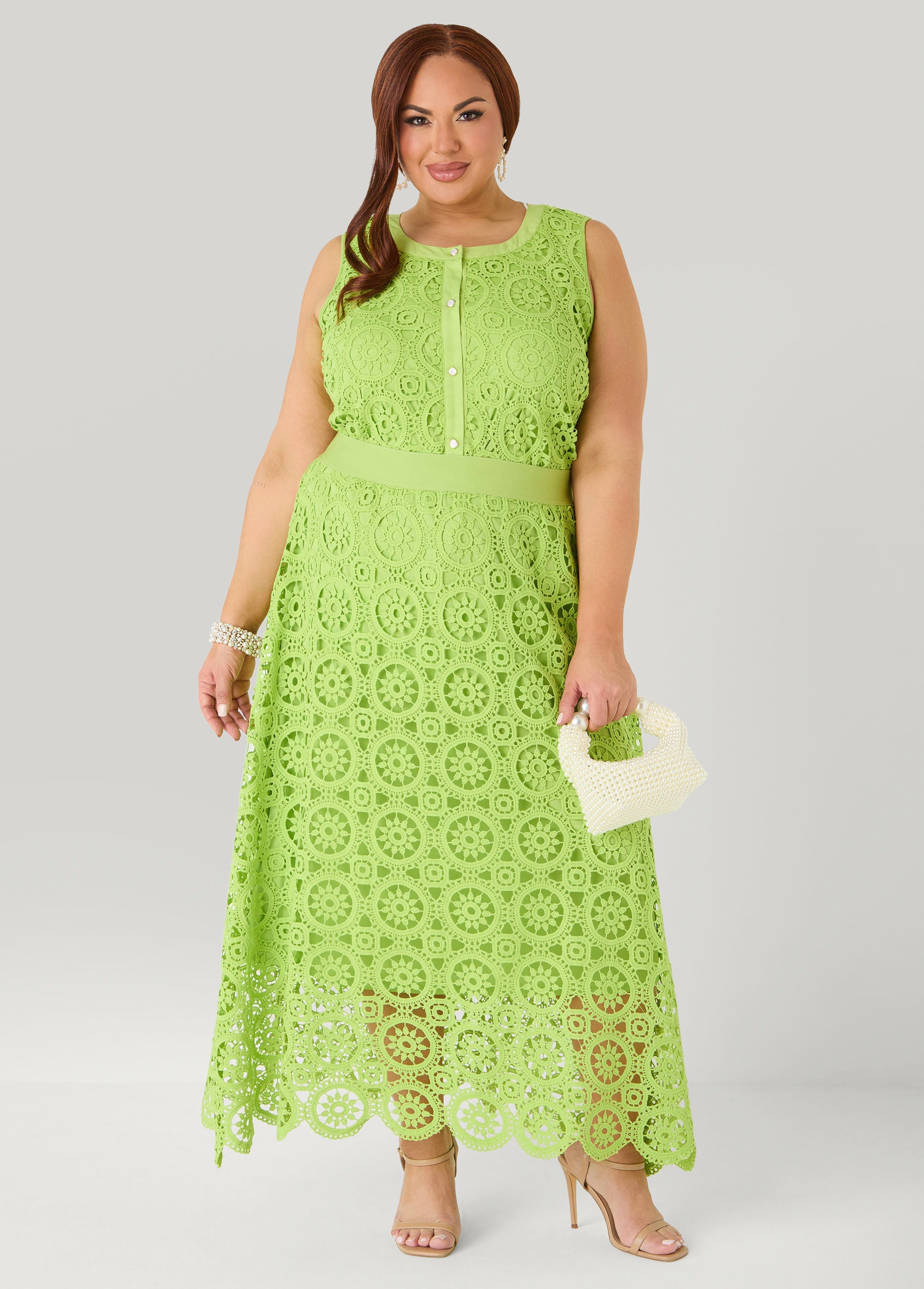 Crochet Maxi Skirt White | Ashley Stewart