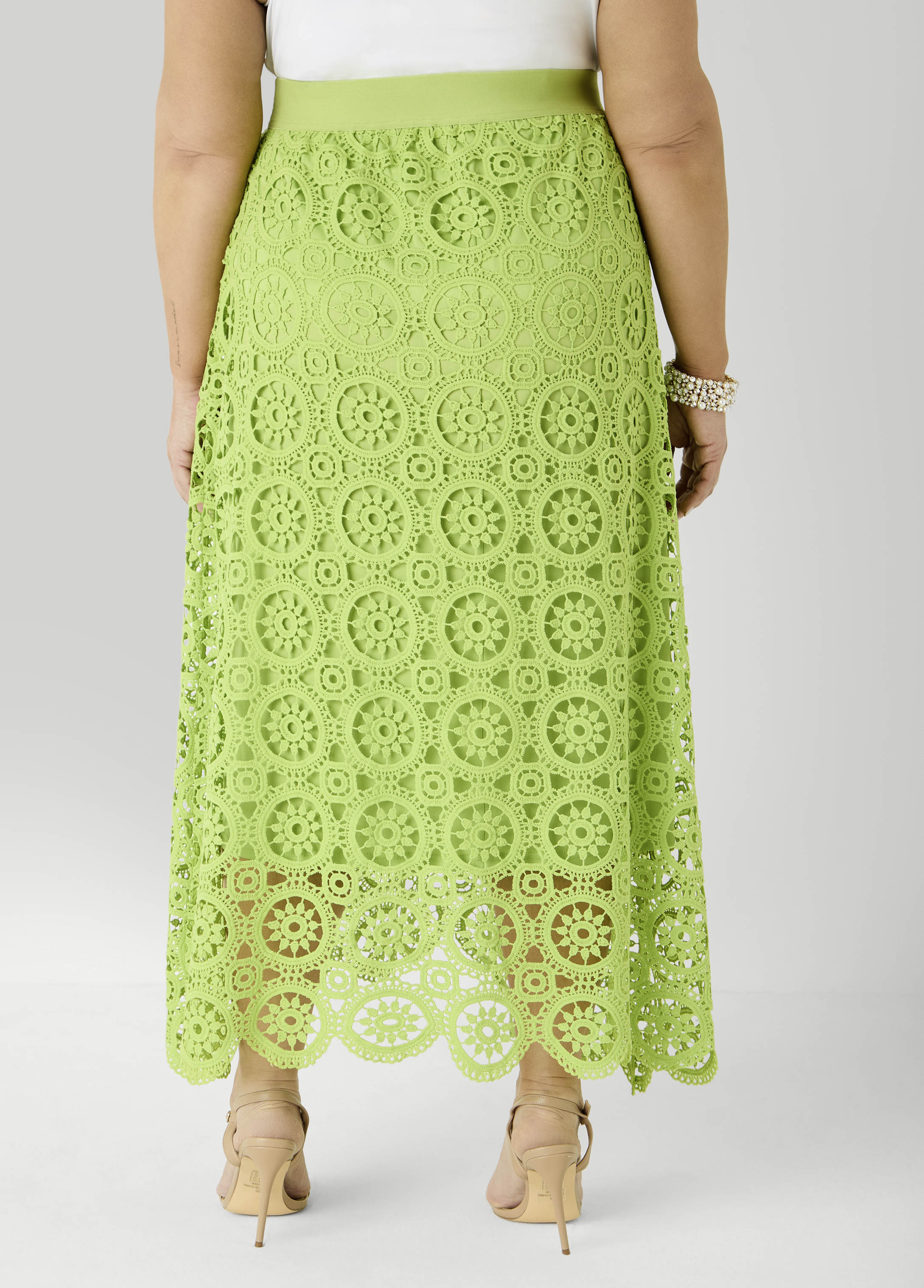 Crochet Maxi Skirt White | Ashley Stewart