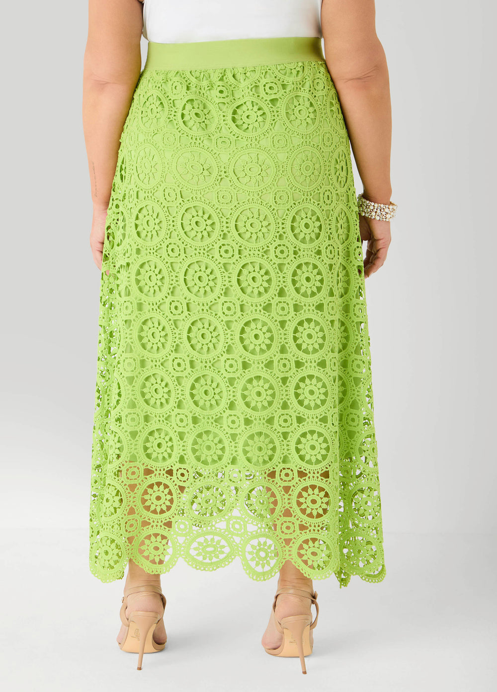 Crochet Maxi Skirt White | Ashley Stewart