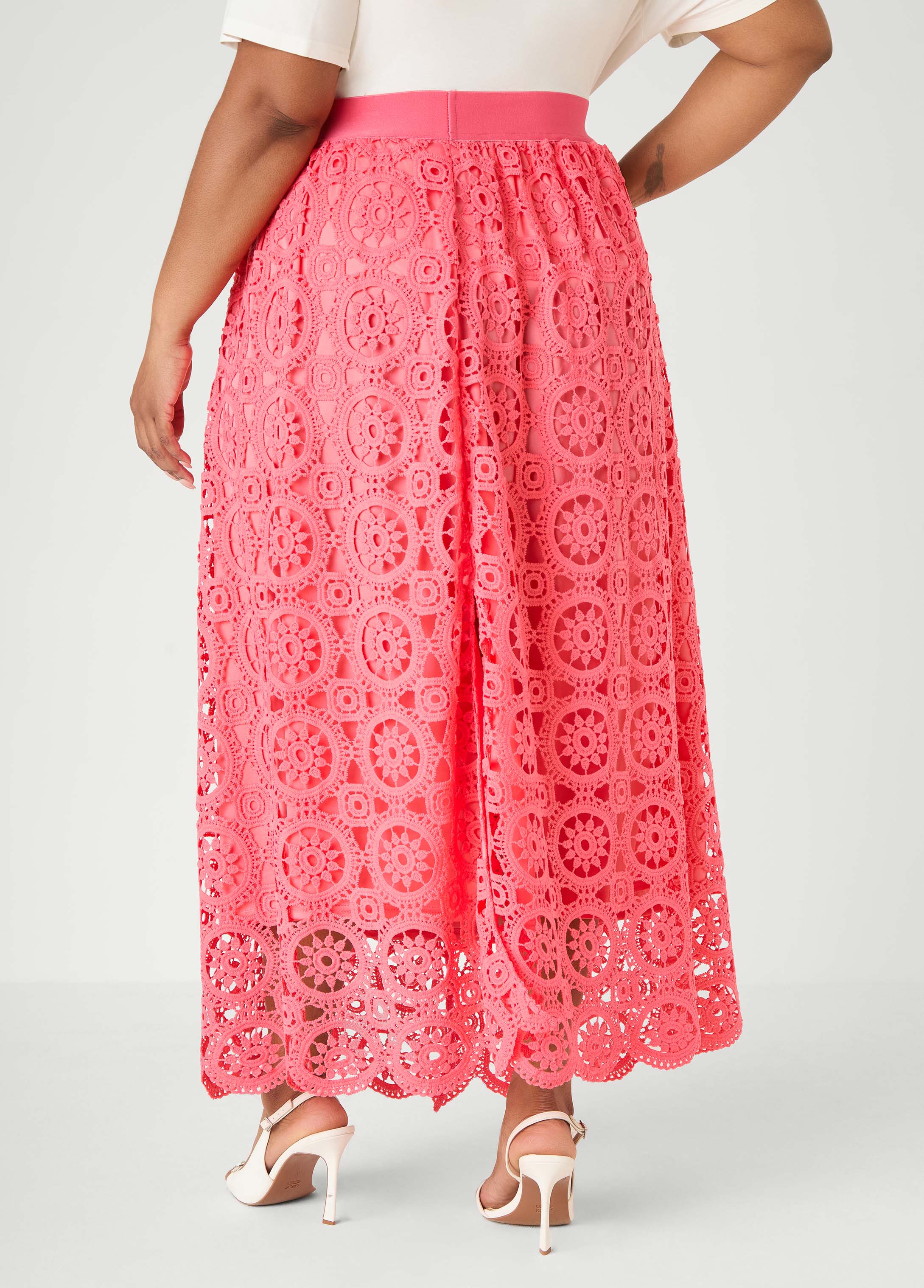 Crocheted Maxi Skirt Calypso Coral | Ashley Stewart