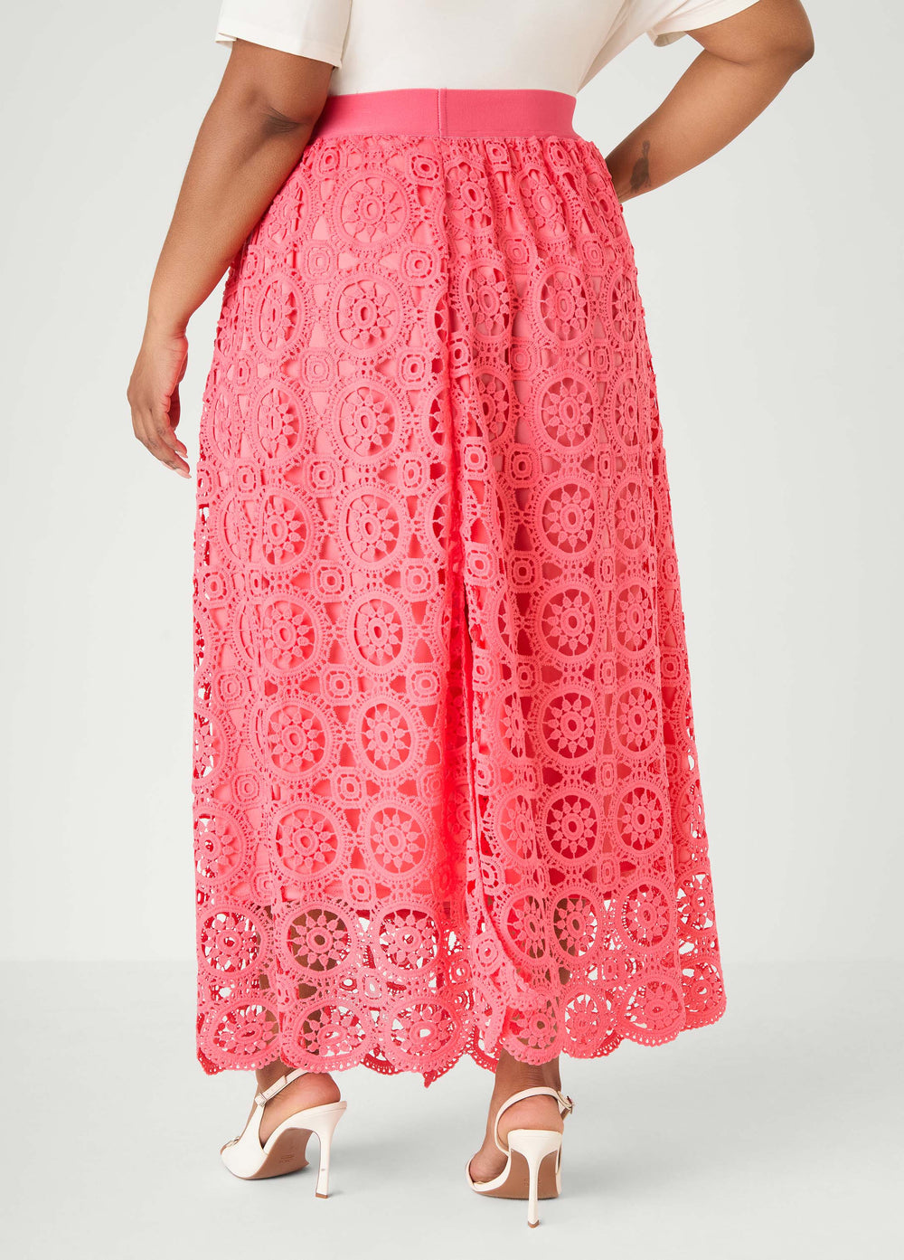 Crocheted Maxi Skirt Calypso Coral | Ashley Stewart