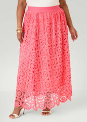 Crocheted Maxi Skirt Calypso Coral | Ashley Stewart